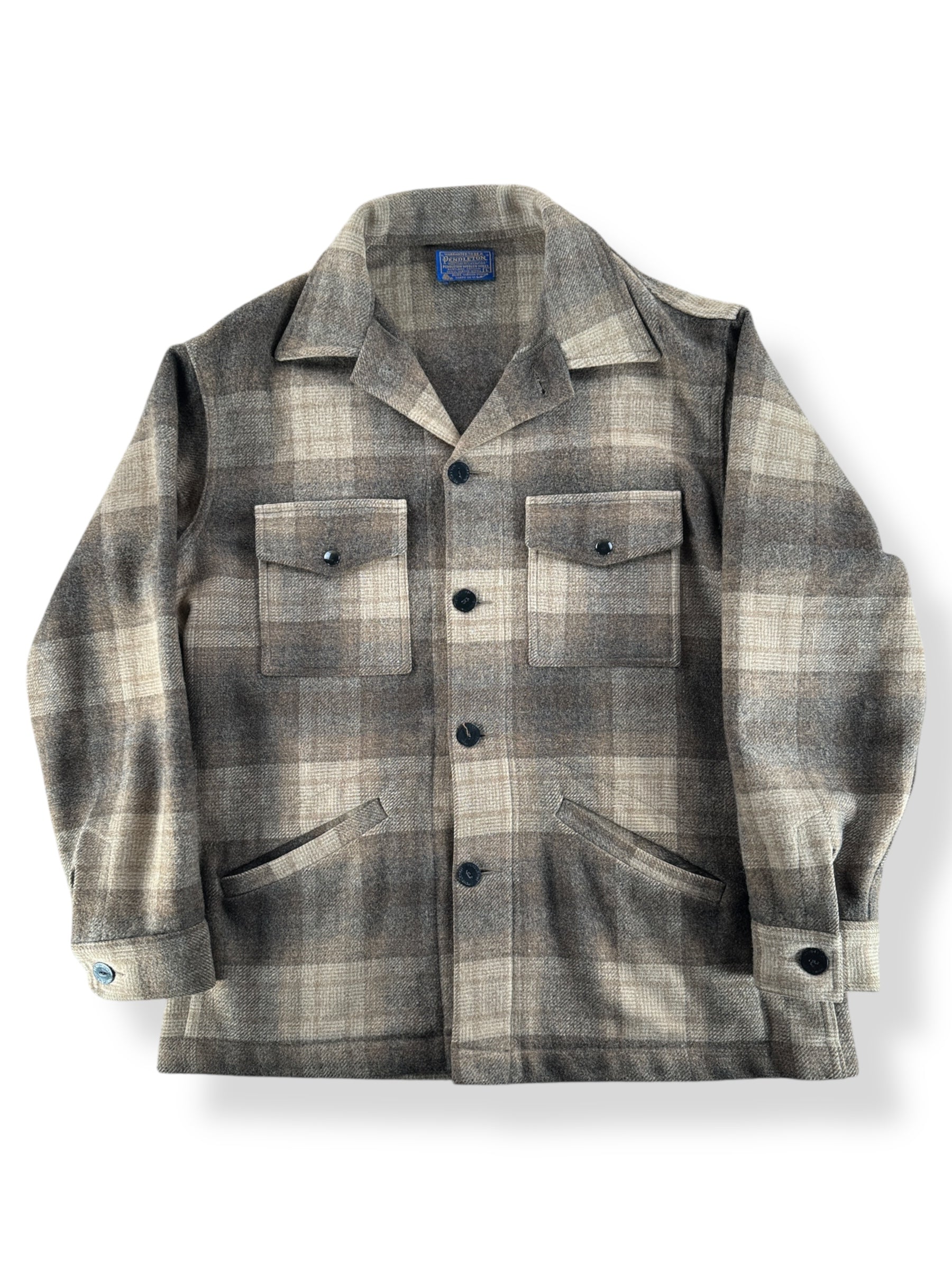 Front of Vintage Pendleton Tan and Brown Jacket SZ L