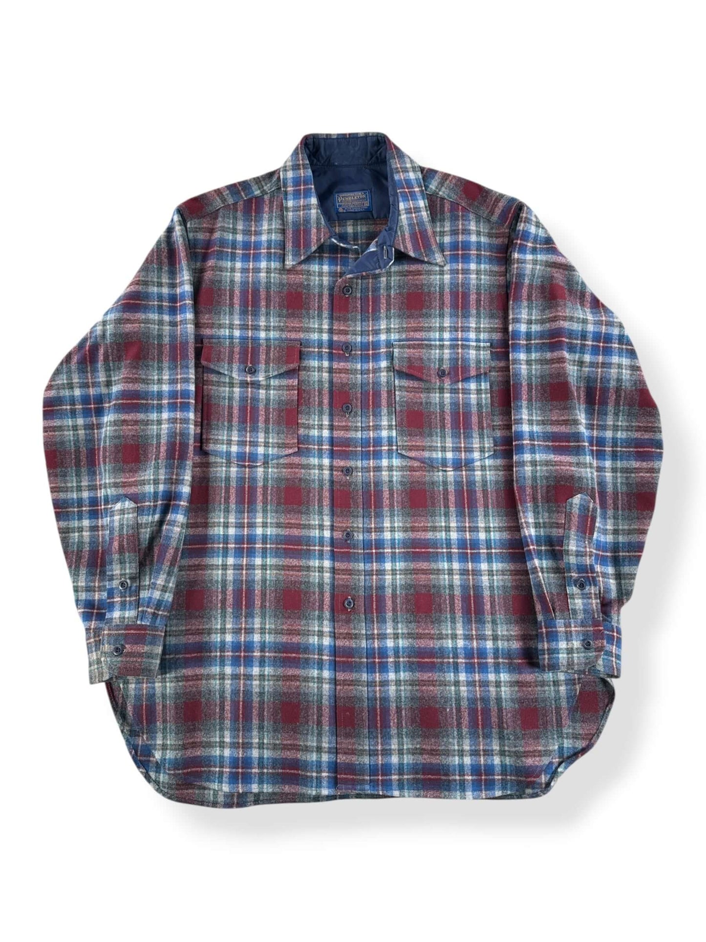 Front of Vintage Pendleton Maroon & White Flannel SZ XL