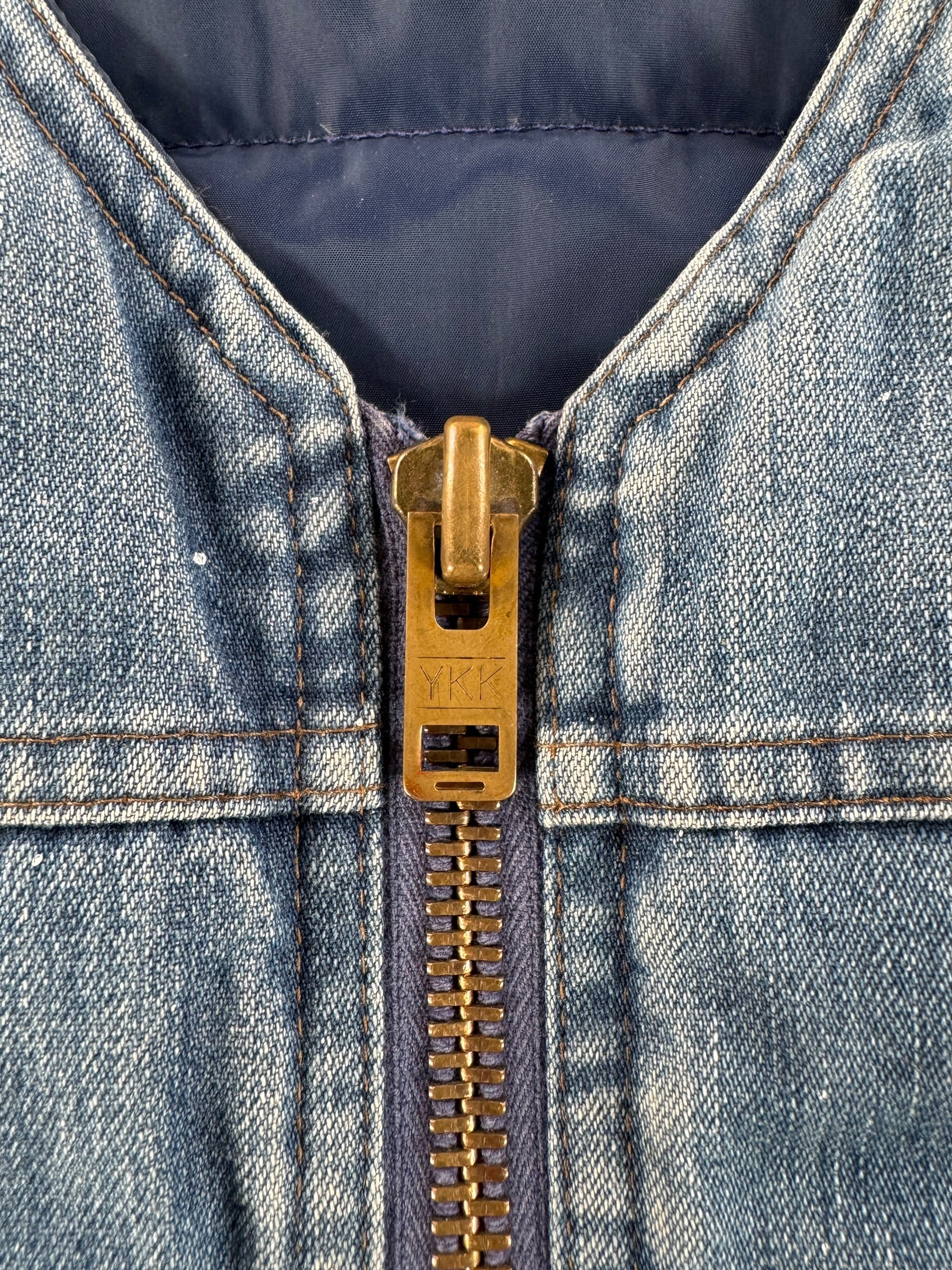 Zipper on Vintage Insulated Eddie Bauer Denim Vest SZ S