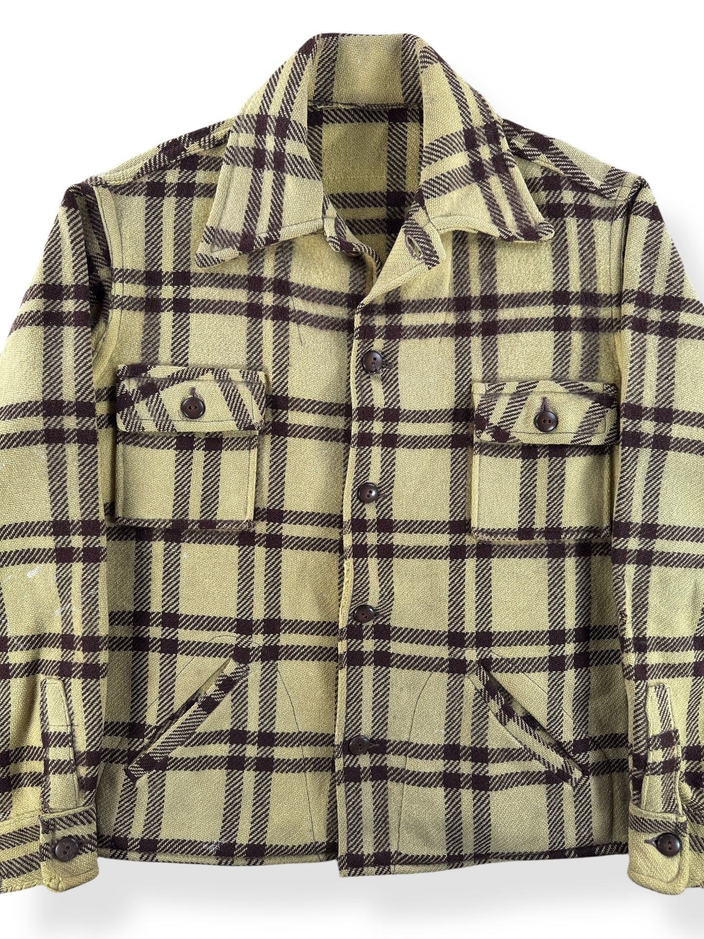 Front Close Up of Vintage 40s Duluth Wool Cruiser Jacket SZ M
