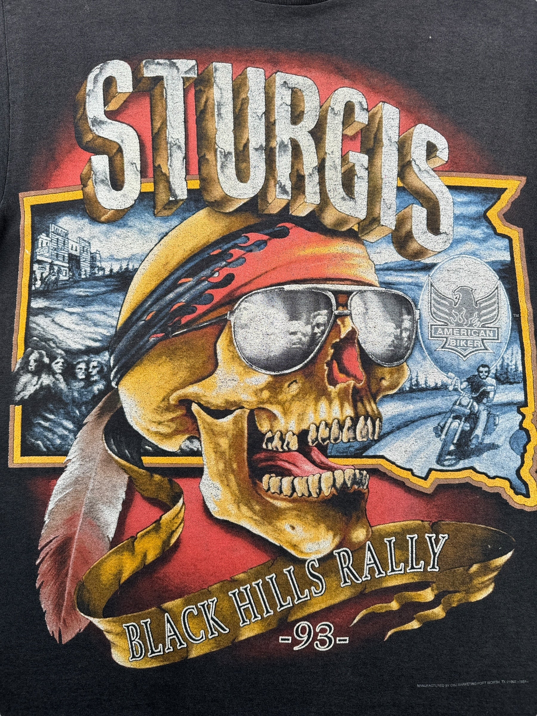Front Graphic of Vintage '93 3D Emblem AOP Sturgis Tee SZ XL