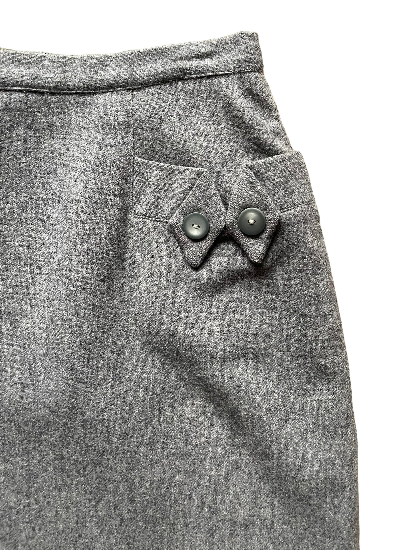 Left side pocket view of Vintage 1940s Grey Wool Skirt with Cool Pockets SZ S | Seattle True Vintage | Barn Owl Ladies Vintage