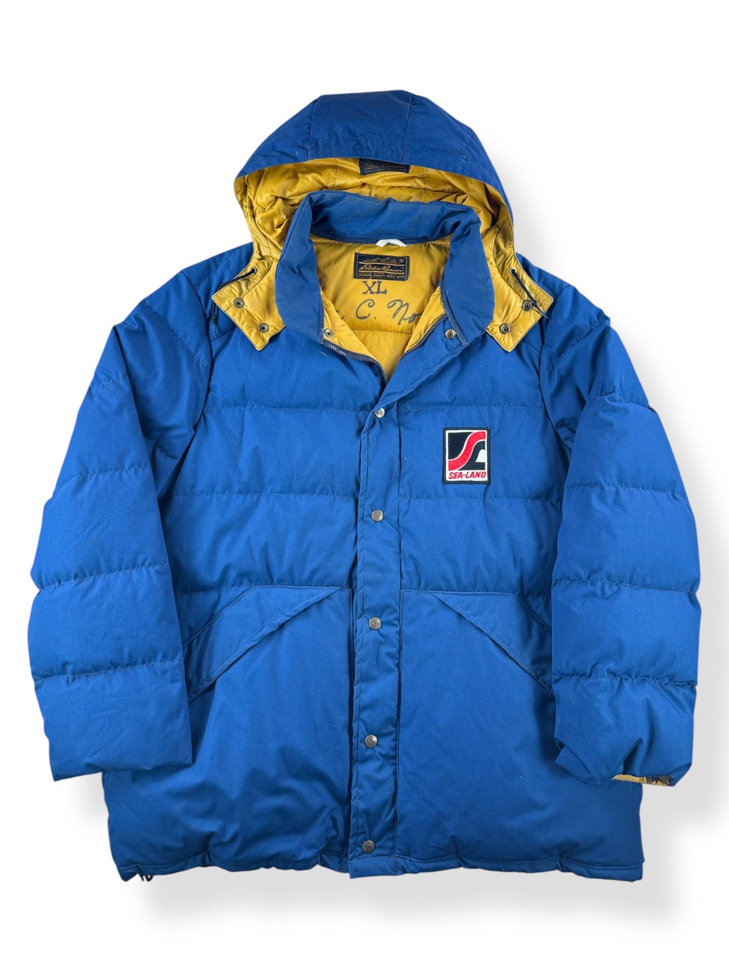 Front of Vintage Eddie Bauer Blue Down Parka SZ XL