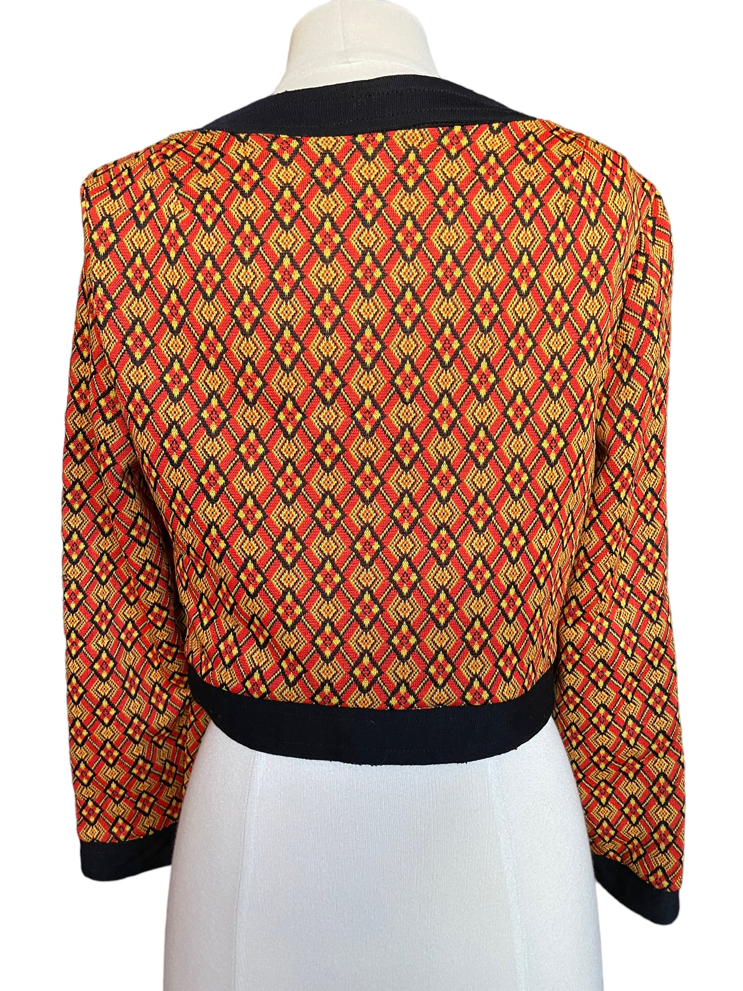 Full back view of Vintage 1960s Argyle Cropped Cardigan | Seattle Ladies Vintage | Barn Owl Sweaters