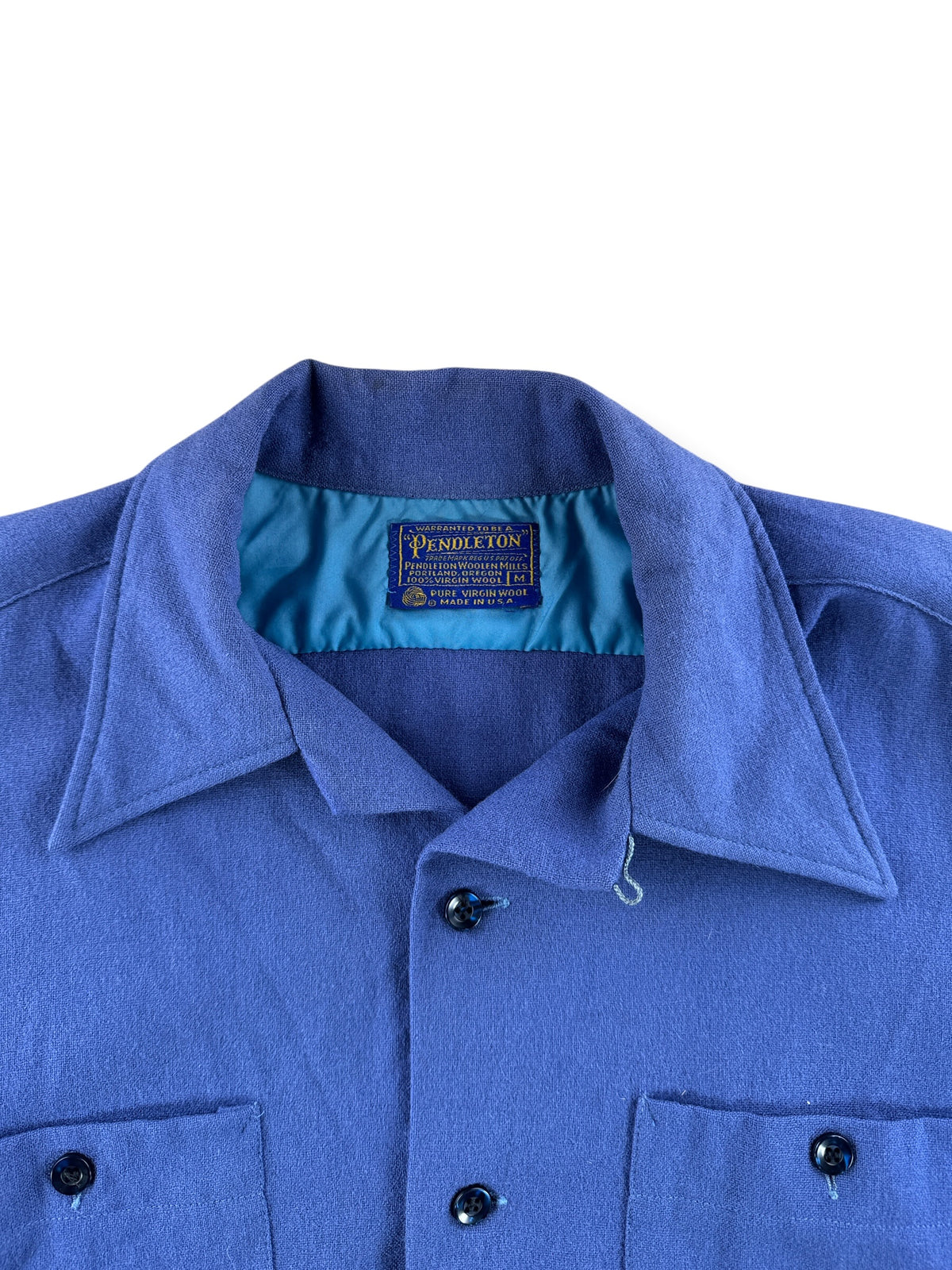 Collar on Vintage Blue Pendleton Wool Flannel SZ M
