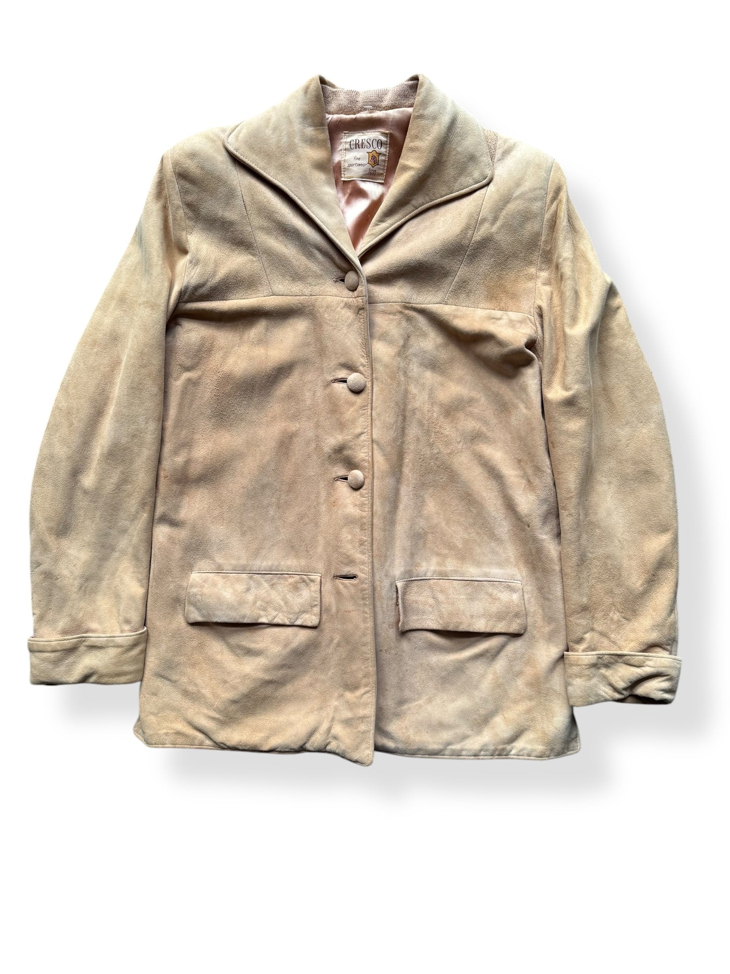 Front view of 1950s Cresco Suede Jacket M