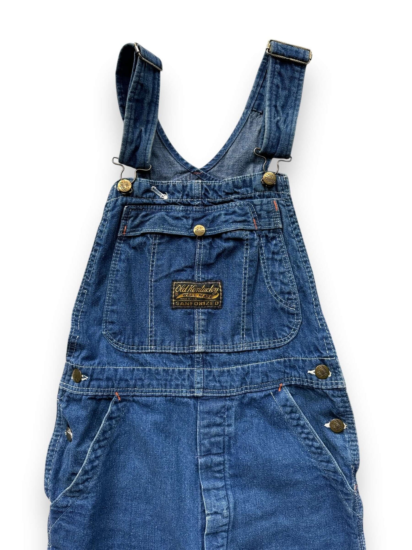 front close up of Vintage Old Kentucky Denim Overalls W28