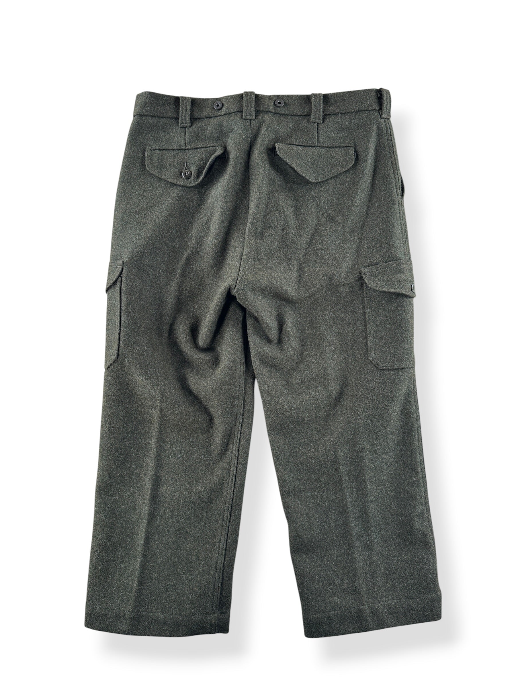 Back of Filson Forest Green Mackinaw Wool Field Pants W36 (Fits W38)