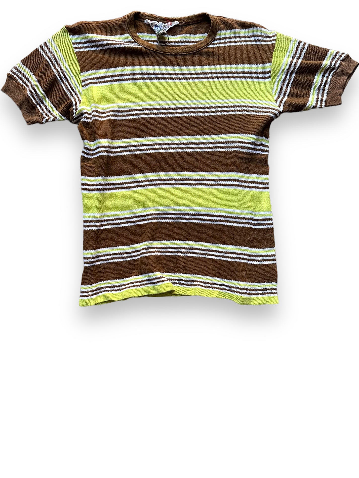 Front View of Vintage Sears Sport Knit Striped Cotton Top SZ M | Vintage Striped Shirts Seattle | Barn Owl Vintage Tees Seattle