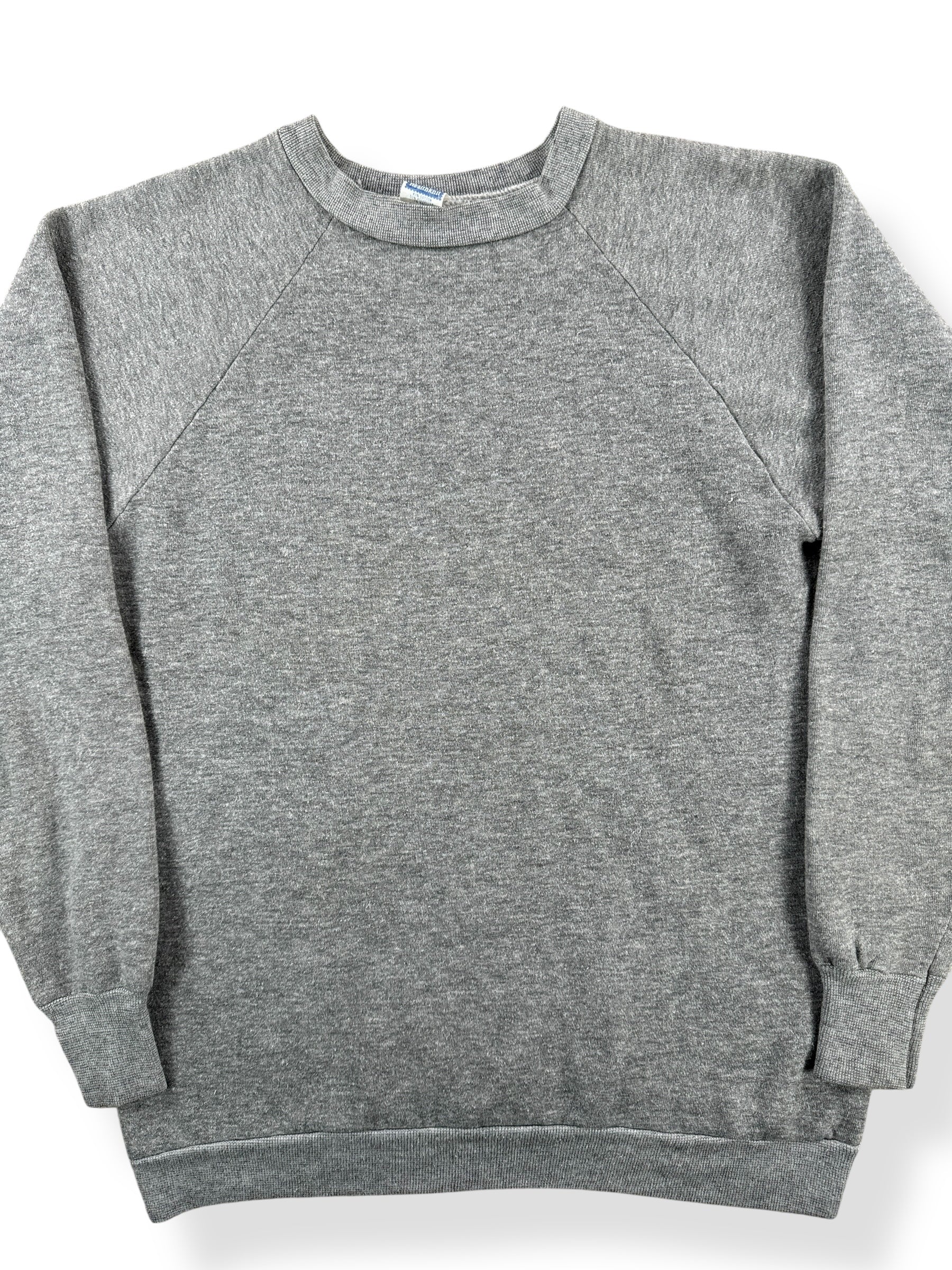 Front Close Up of Vintage Healthknit Heather Grey Crewneck SZ S