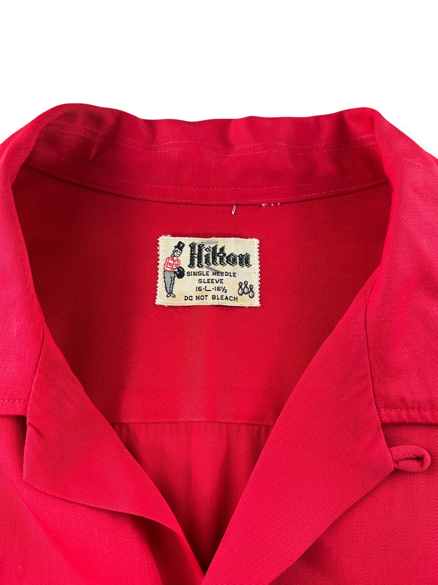 Tag on Vintage 1960s KFC Bowling Rayon Shirt SZ L