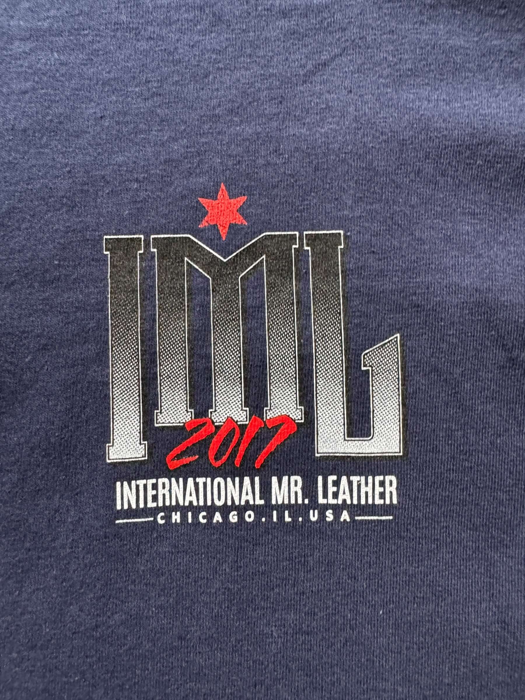 front graphic of 2017 International Mr. Leather Tee SZ XL