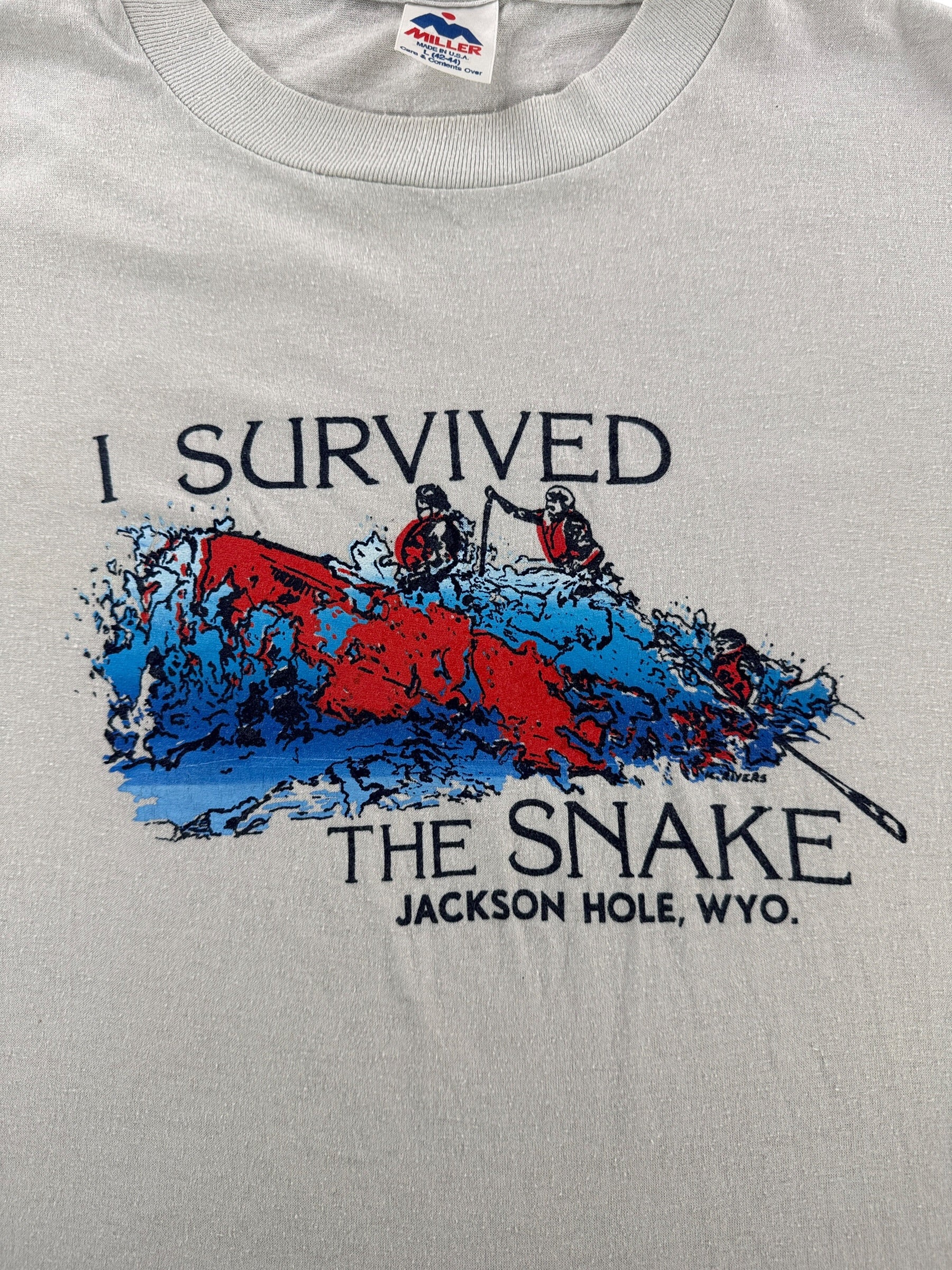 Graphic of Vintage 'I Survived the Snake Jackson Hole' Tee SZ L (Fits M)