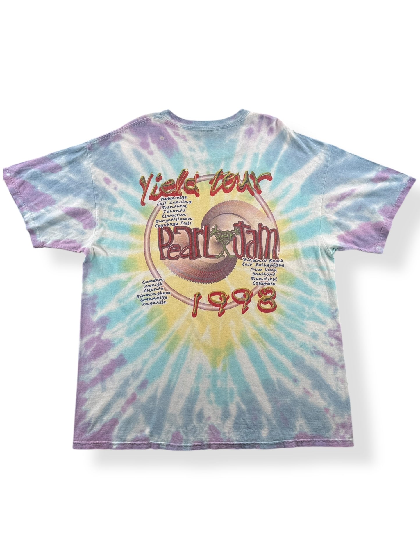 Back of Vintage 1998 Pearl Jam Yield Parking Lot Boot Tee SZ XL