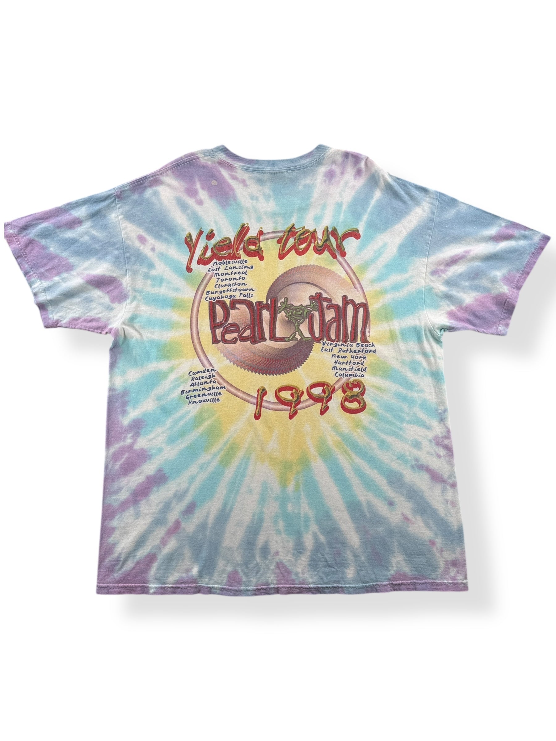 Back of Vintage 1998 Pearl Jam Yield Parking Lot Boot Tee SZ XL