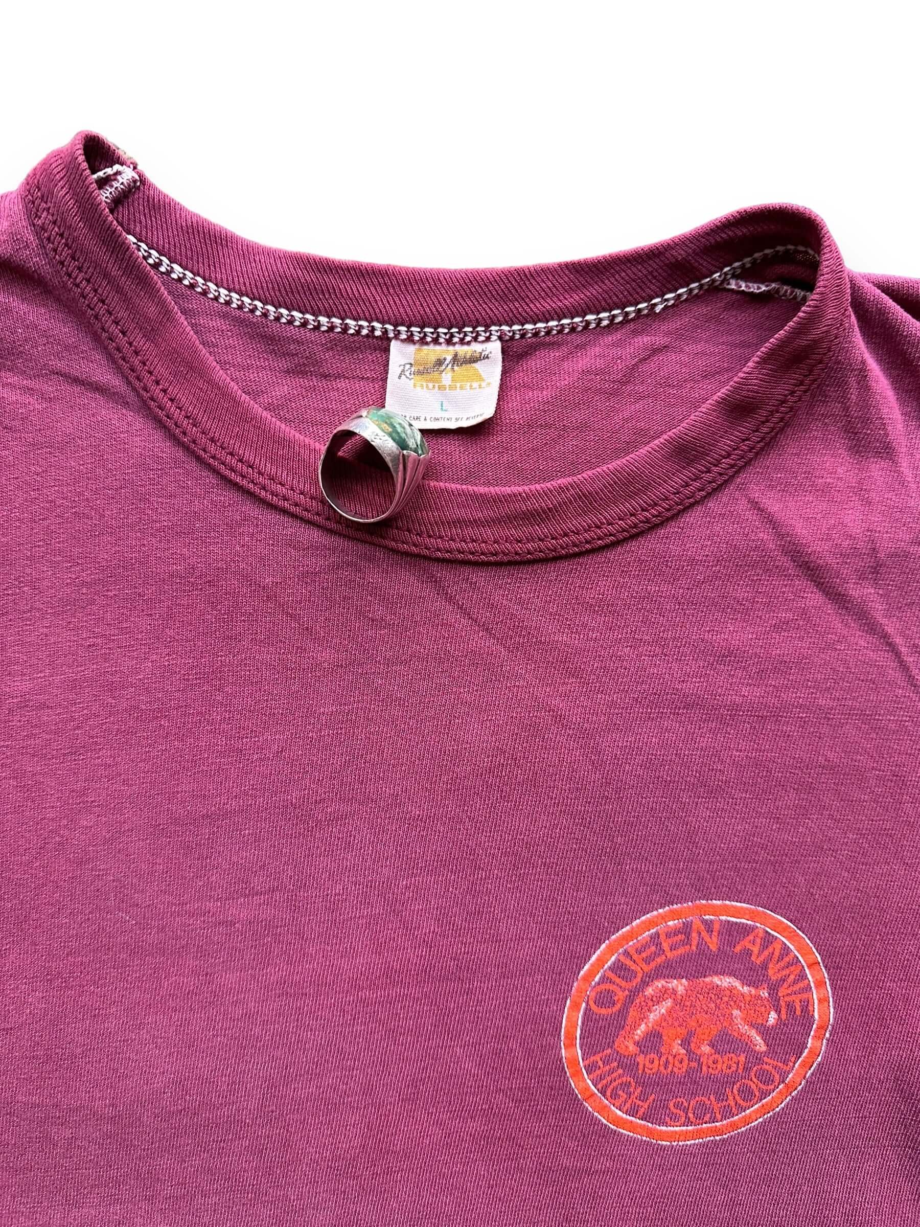 Tag View of Vintage 1981 Queen Anne High Tee SZ L | Barn Owl Vintage Tees | Vintage Graphic Tees Seattle