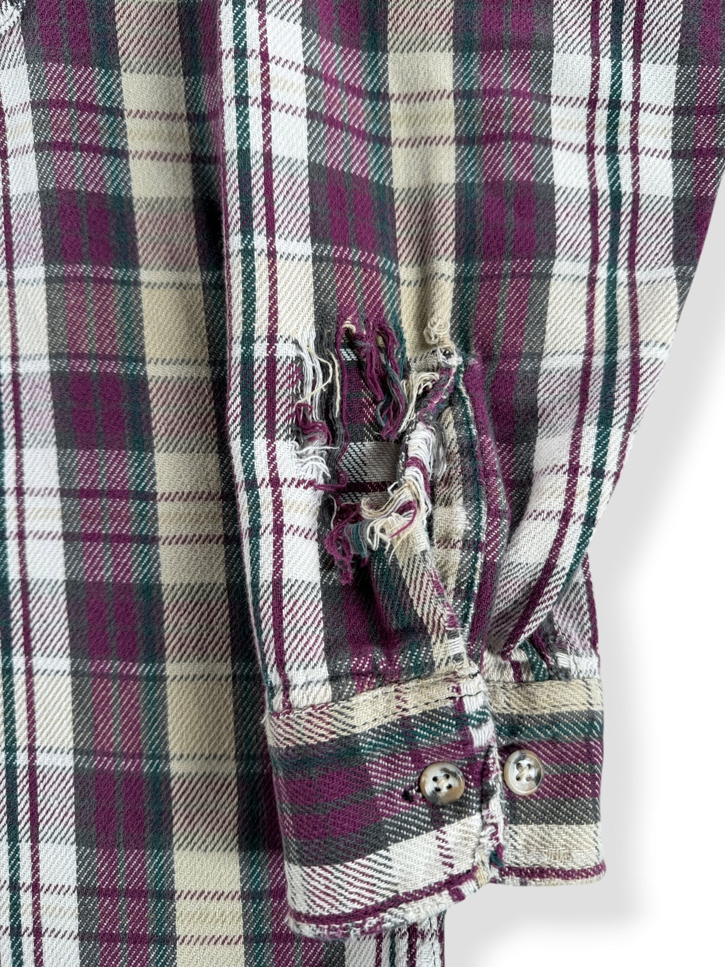 Hole On Left Sleeve On Vintage St Johns Bay Cotton Flannel SZ XLT