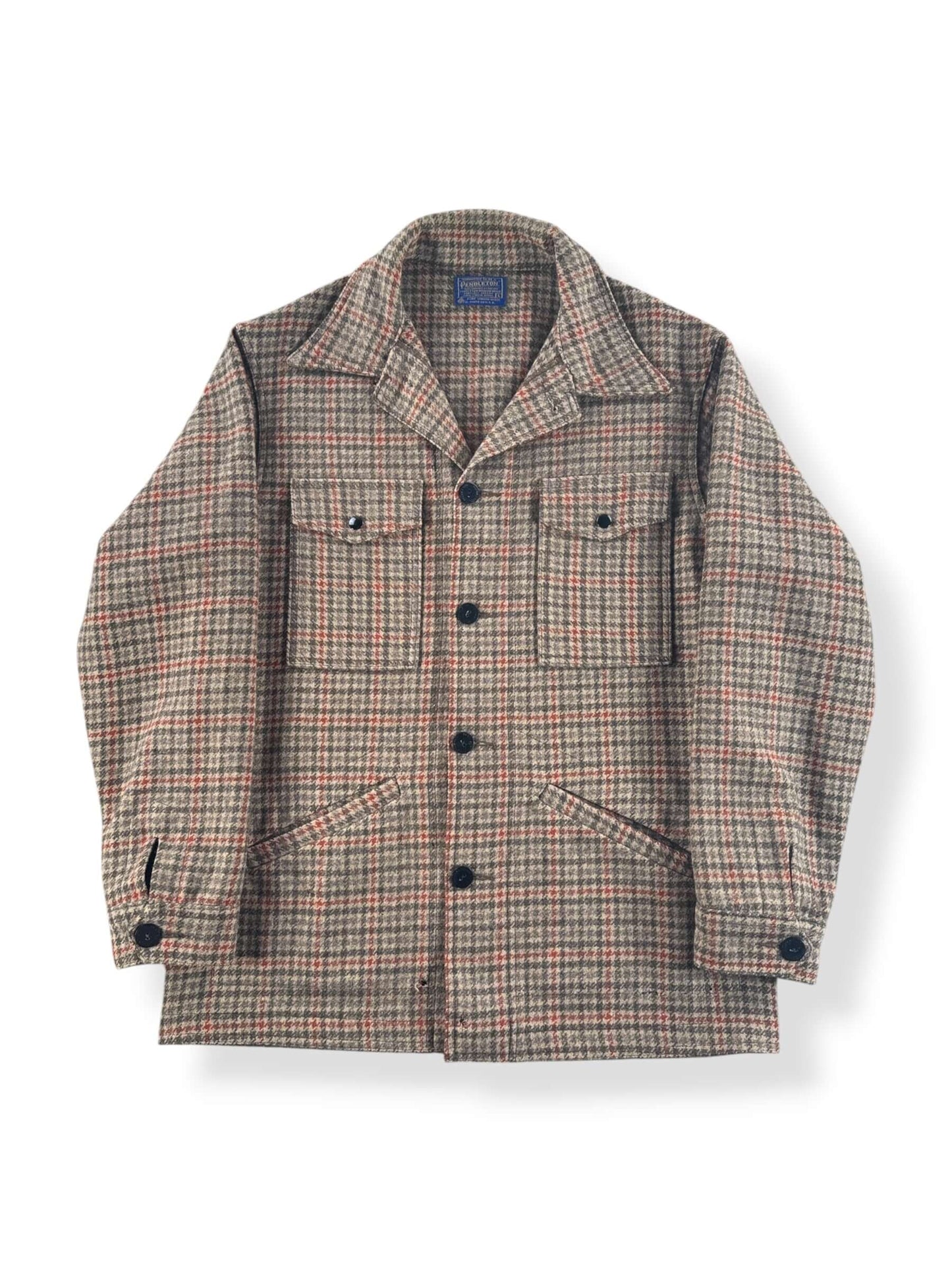 Front of Vintage Pendleton Houndstooth Wool Coat SZ L