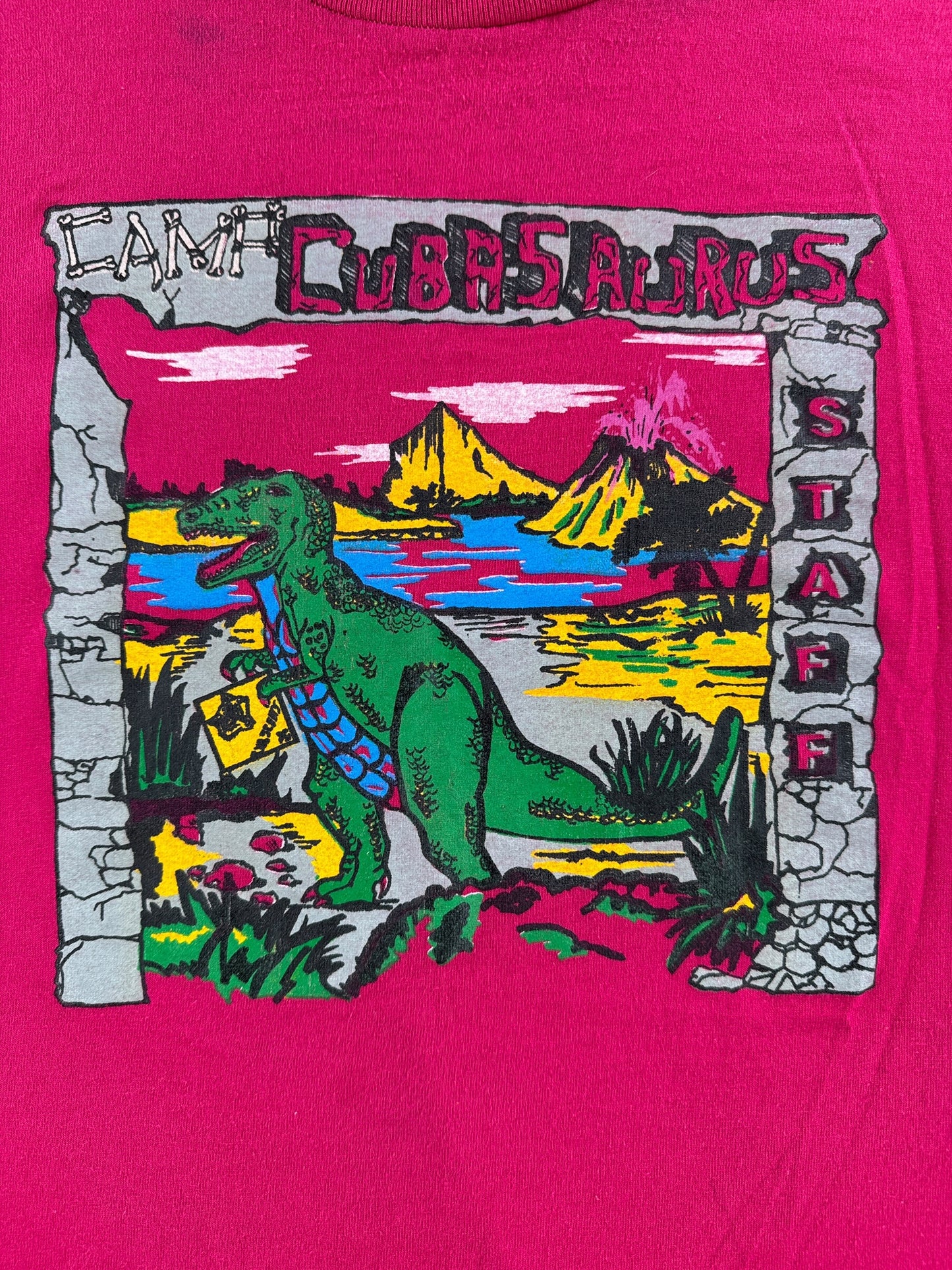 Front graphic of Vintage Camp Cubasaurus Tee SZ M