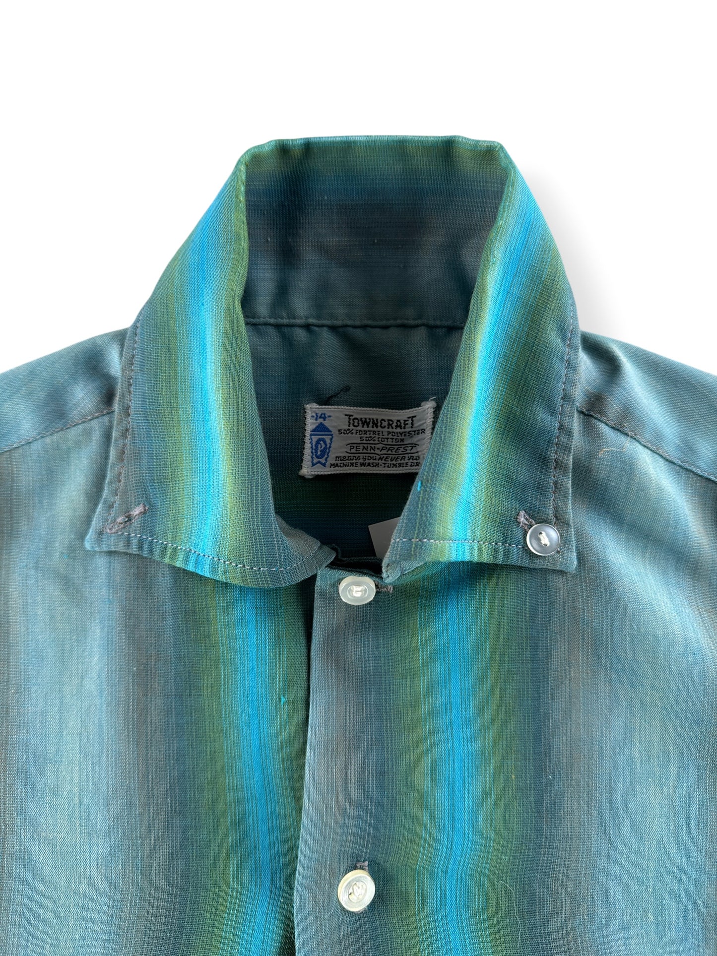 Collar on Vintage 60's/70's Shadow Plaid Towncraft Shirt SZ 14 (Fits XS)
