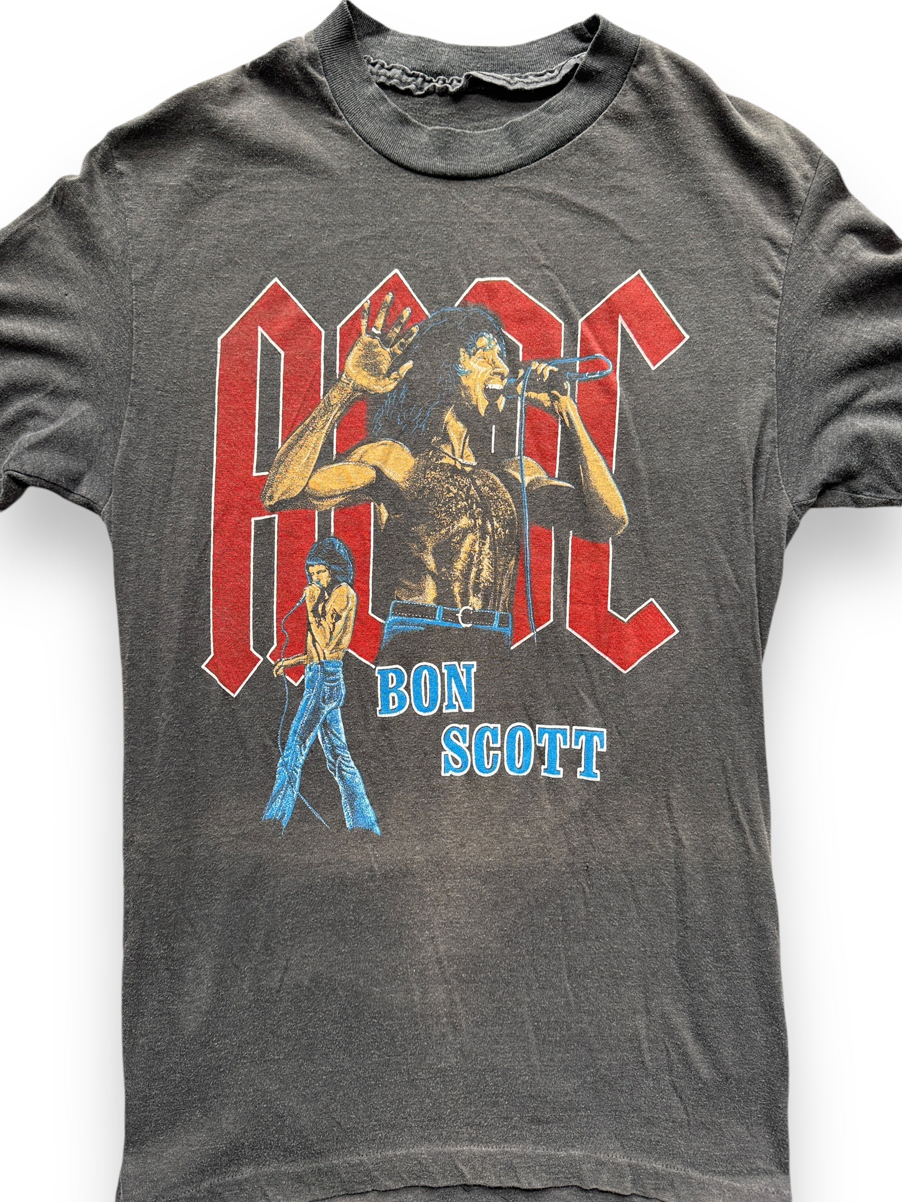 front close up of Vintage 80's AC/DC Band Tee SZ S