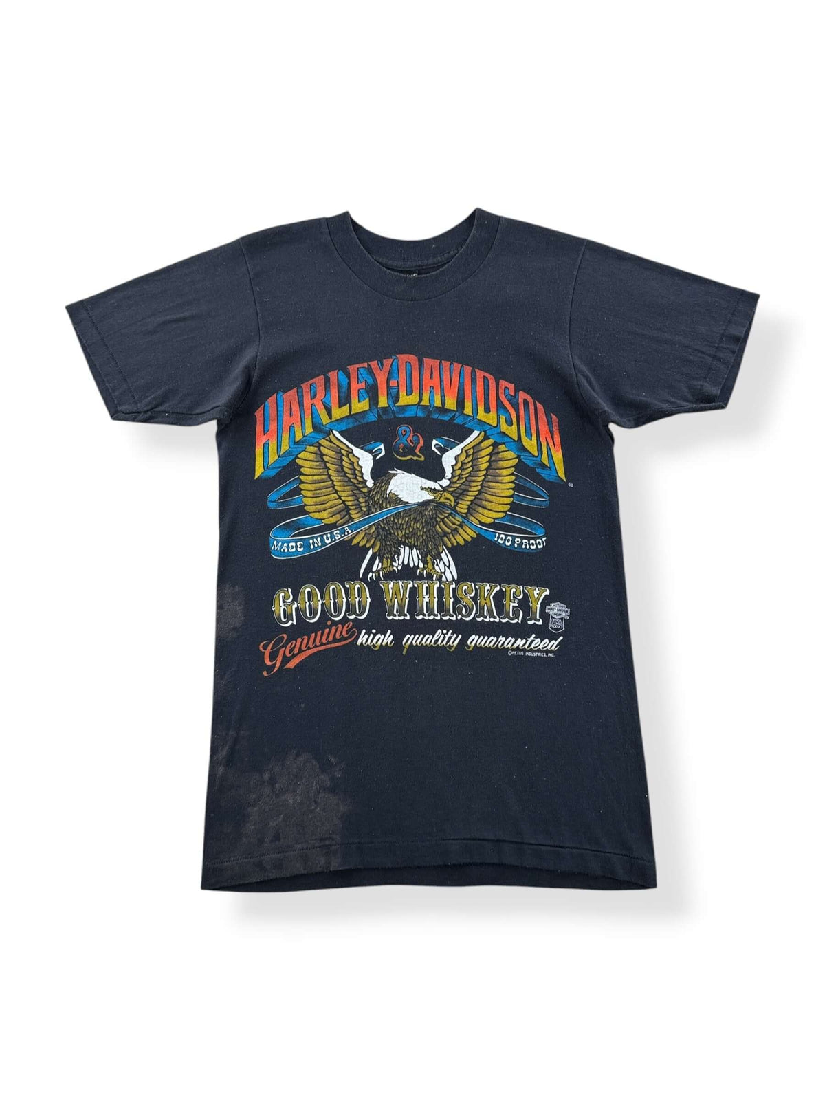 Front of Vintage 80s Harley Davidson Whiskey Tee SZ S (Fits XS)