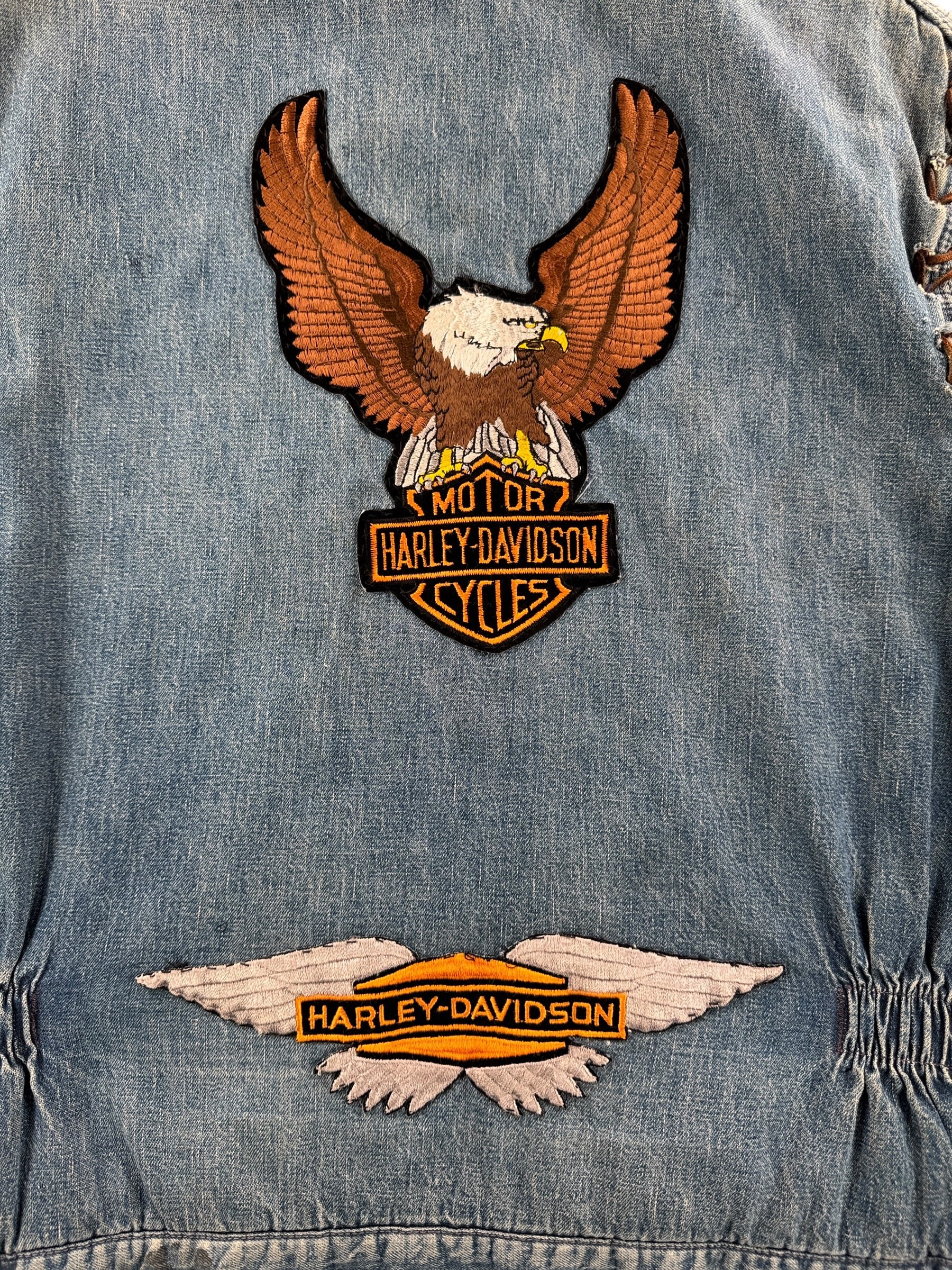Back patches on Vintage 50s Hurcules Denim Biker Vest SZ L - AS IS
