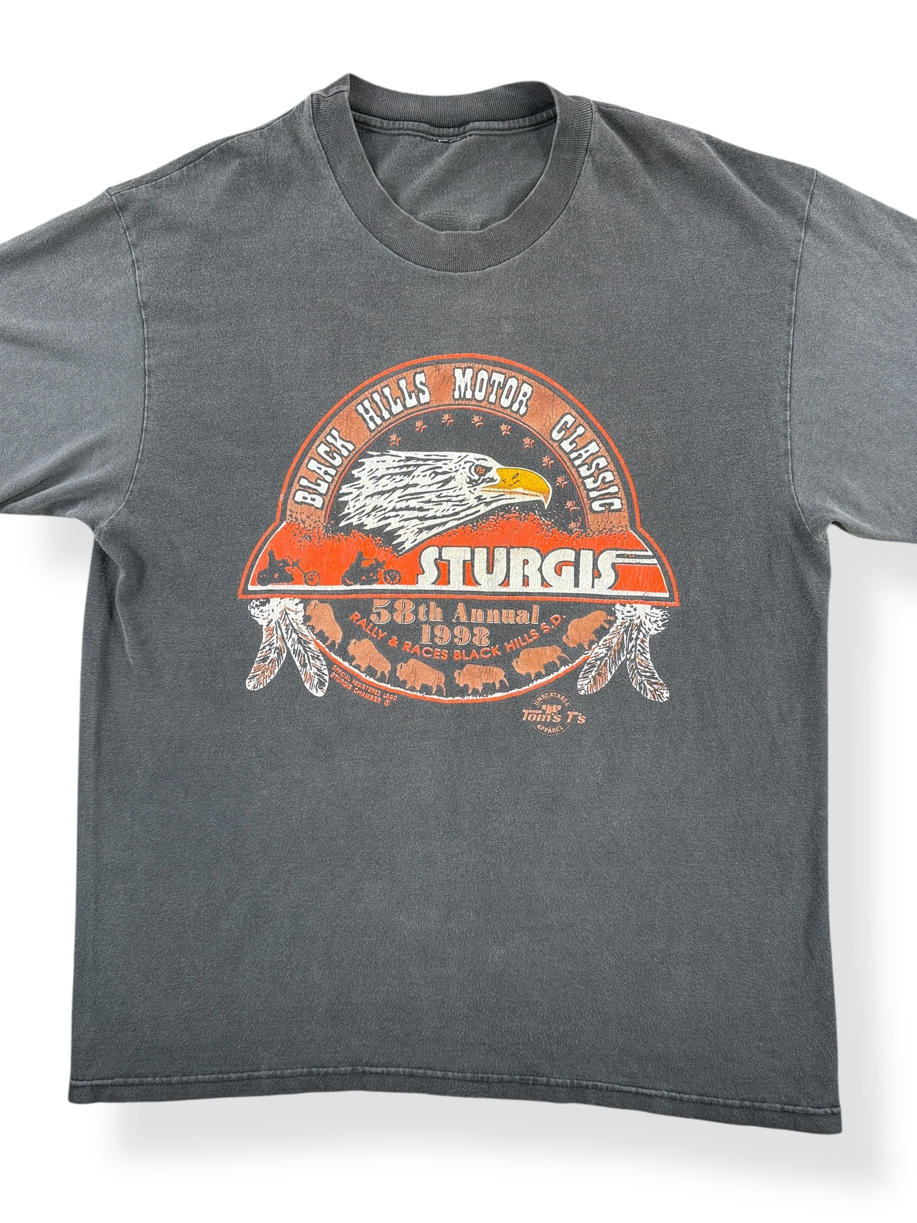 Front Close Up of Vintage 90s Sturgis Tee SZ L