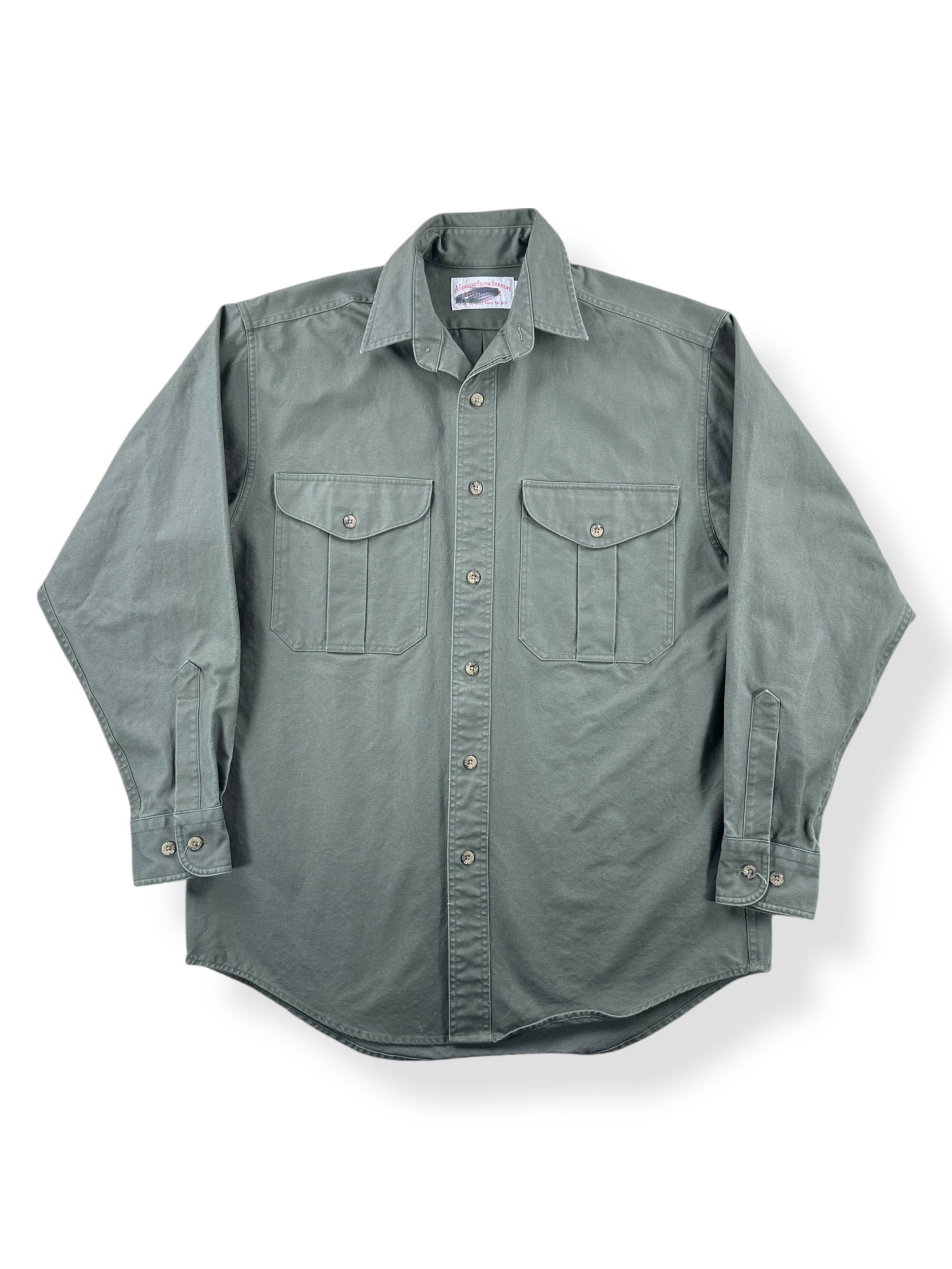 Front of Olive Green Filson Guide Shirt SZ M