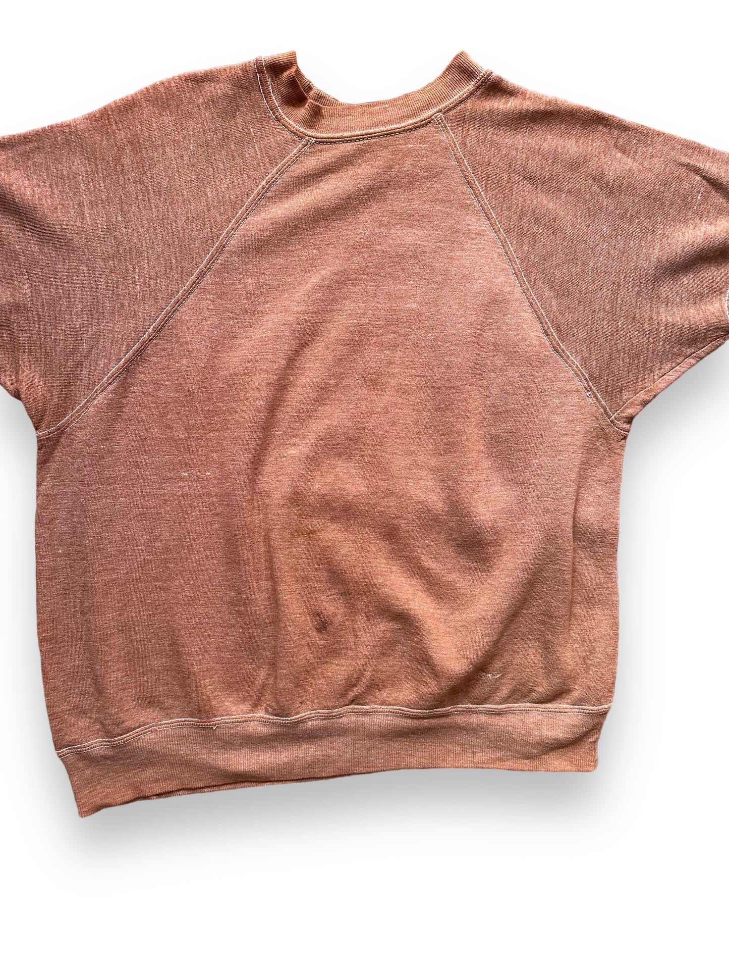 Front Detail on Vintage Brown Short Sleeve Crewneck Sweatshirt SZ M | Barn Owl Vintage Clothing | Seattle Vintage Sweatshirts
