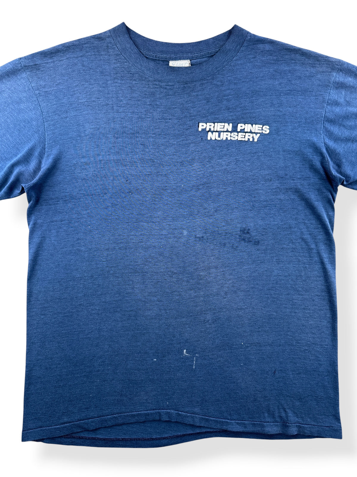 Close-up of Vintage Faded Prien Pines Nursery Tee SZ L