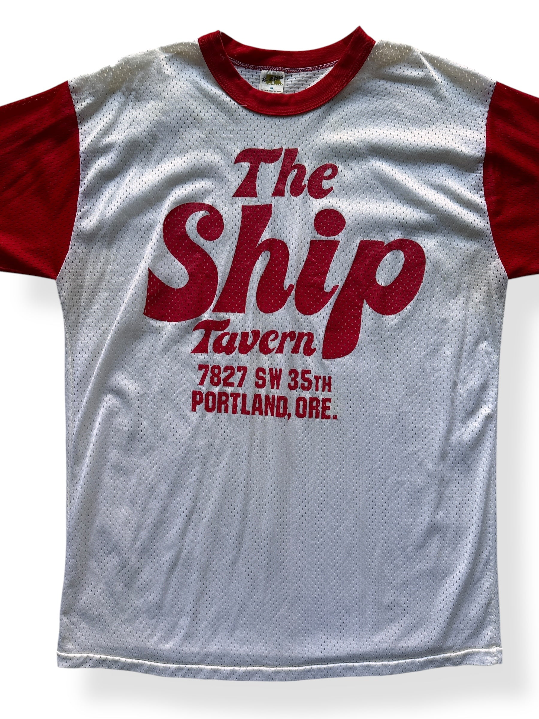 Front Close Up of Vintage Portland Ship Tavern Jersey SZ XL