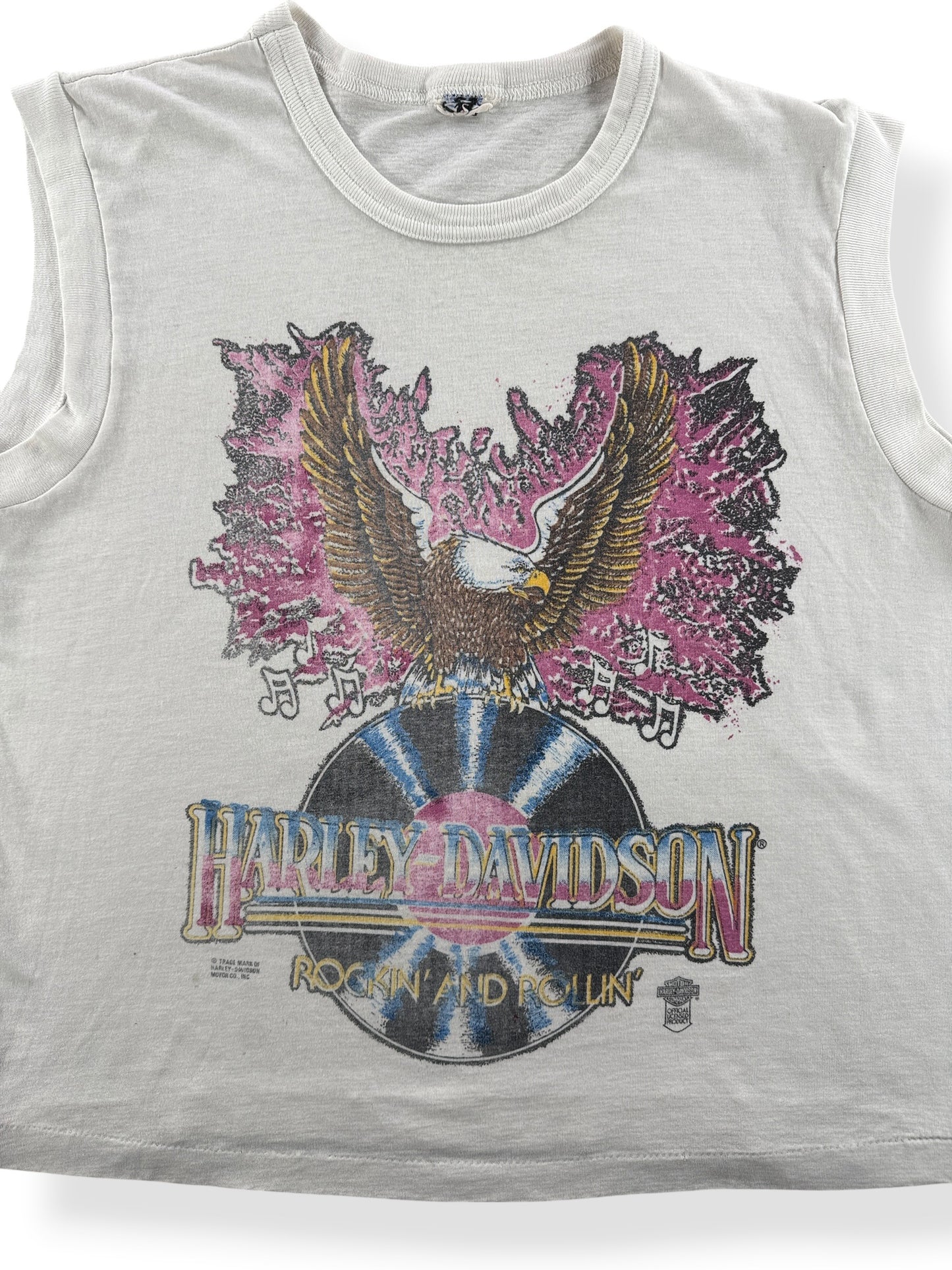Front Close Up of Vintage Harley Davidson Rockin and Rollin Tank Top SZ M