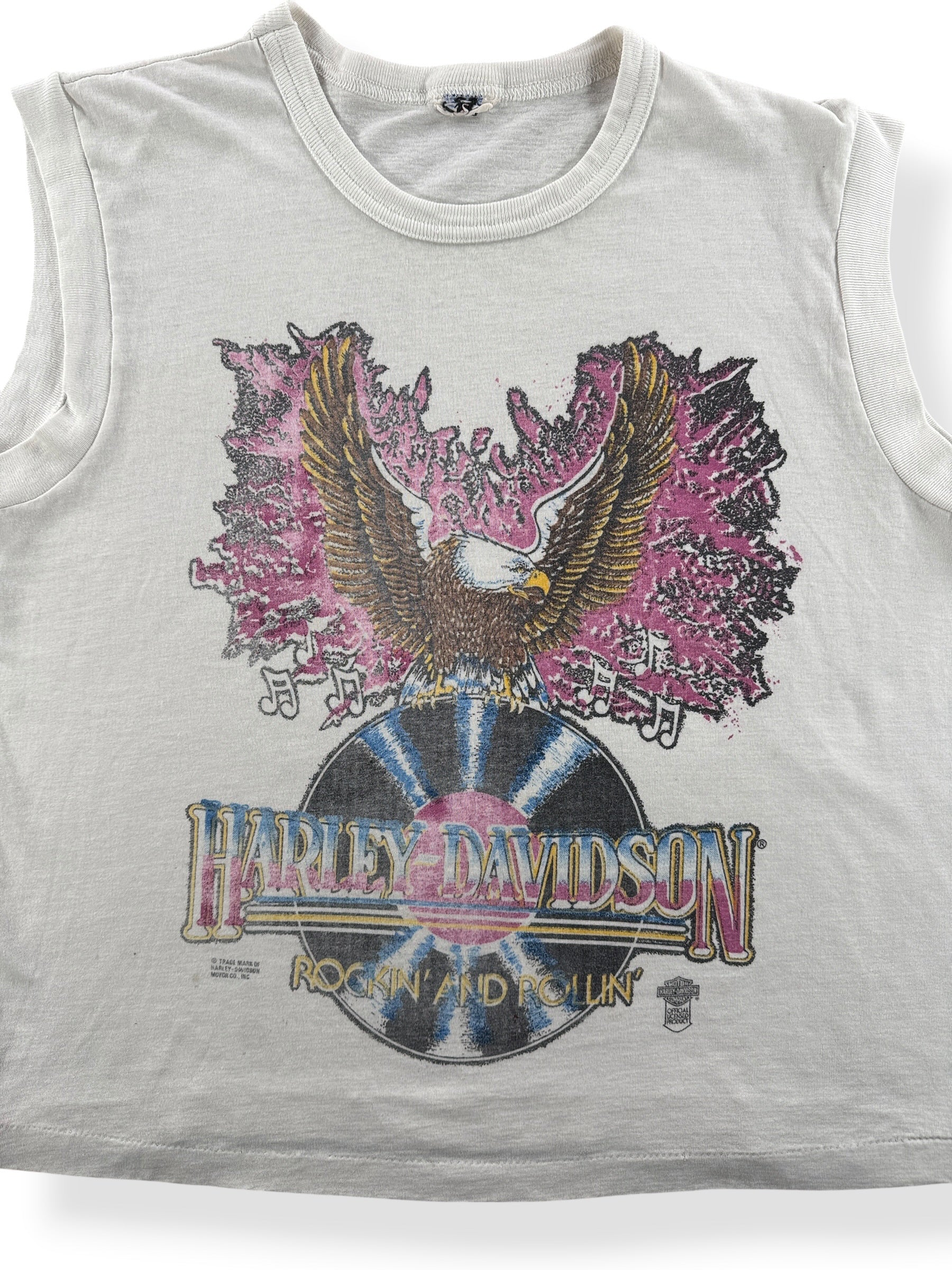 Front Close Up of Vintage Harley Davidson Rockin and Rollin Tank Top SZ M