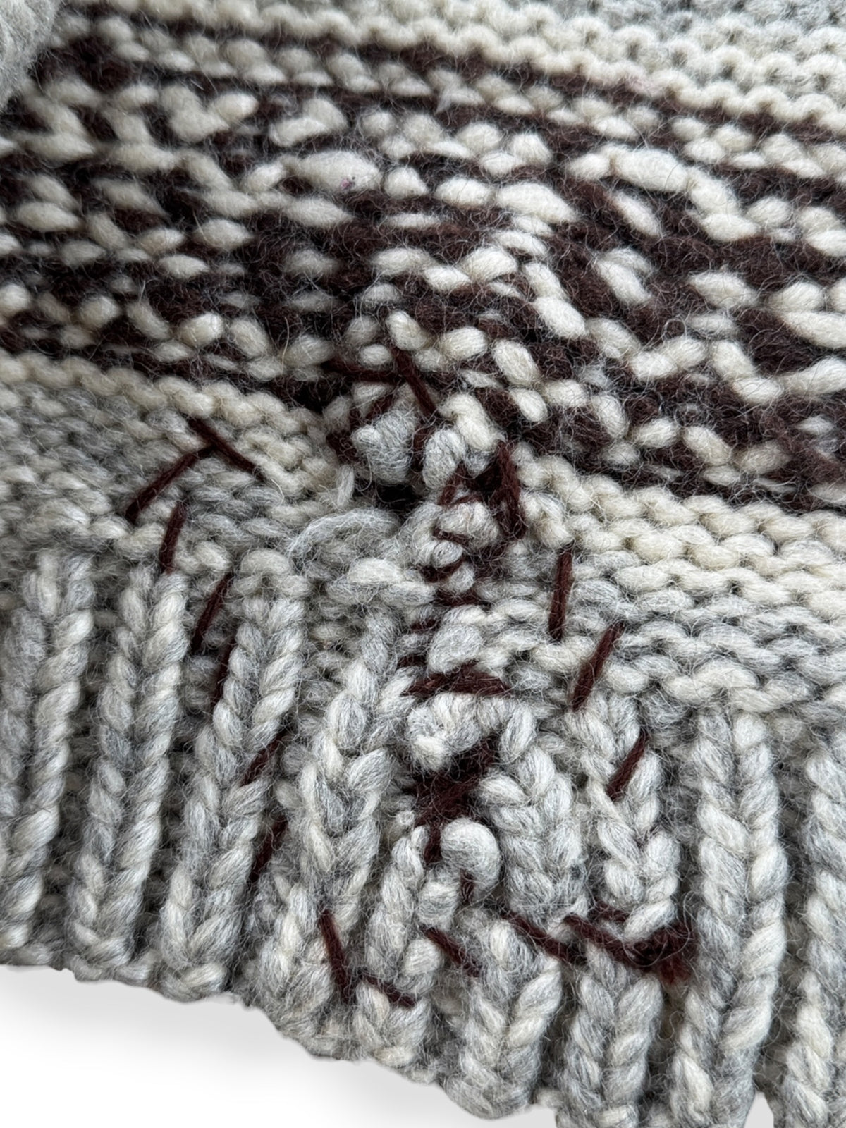Repair on Vintage Tauk Thunderbird Cowichan Style Sweater SZ S