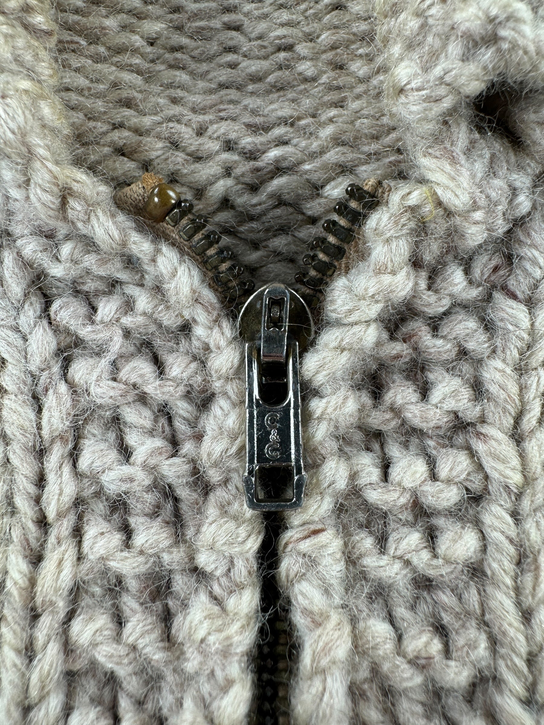 Zipper on Vintage Basset Hound Cowichan Style Sweater SZ M