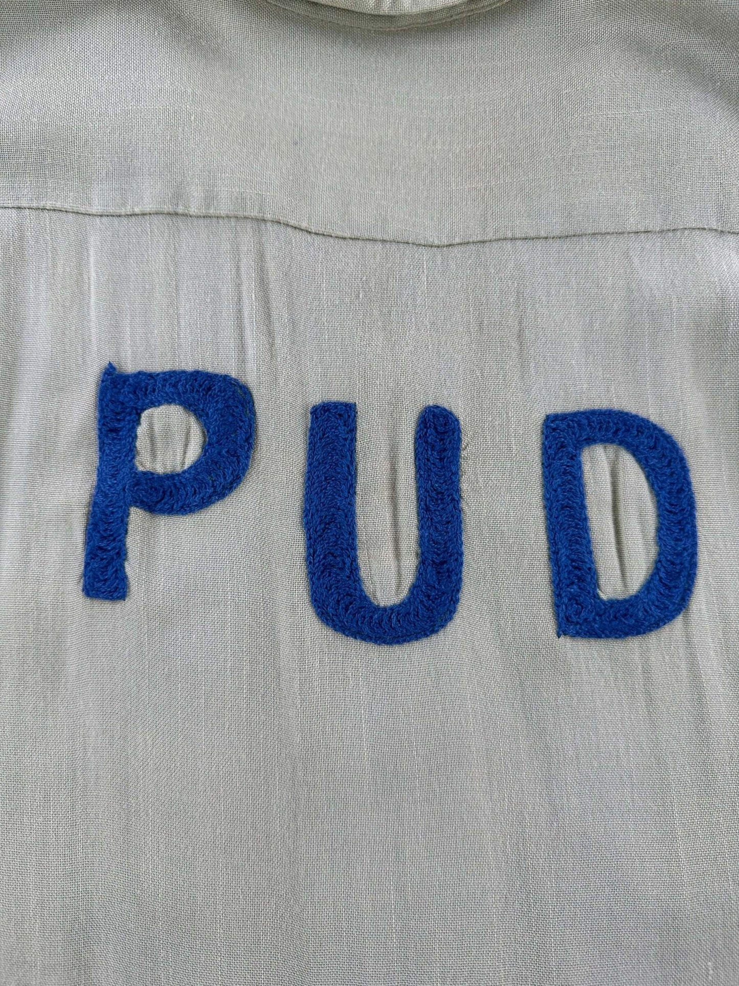 Back Design on Vintage Elmer Pud Bowling Shirt SZ L AS IS