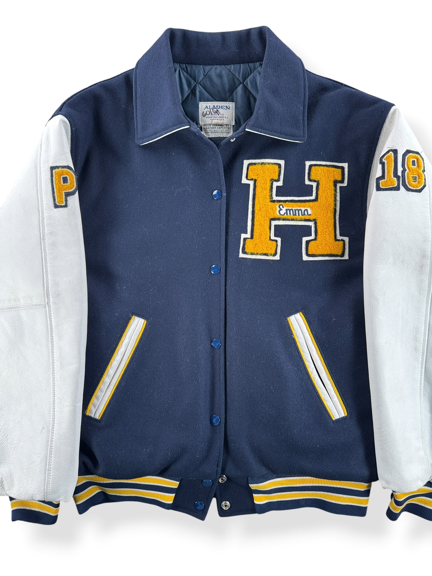 Front Close Up of Vintage Hackensack Comets Baseball Varsity Jacket SZ M
