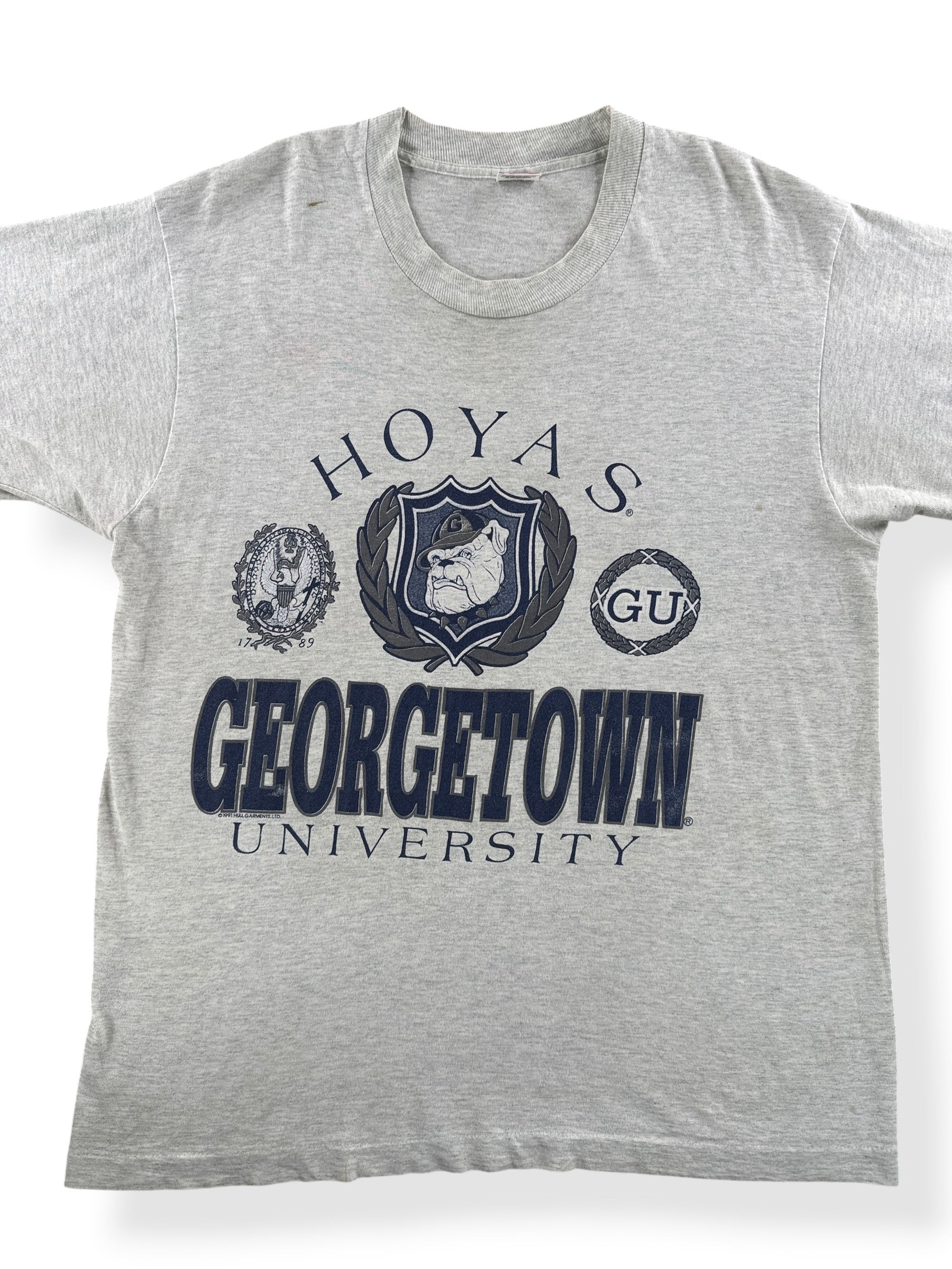 Front Close Up of Vintage Georgetown University Tee SZ L