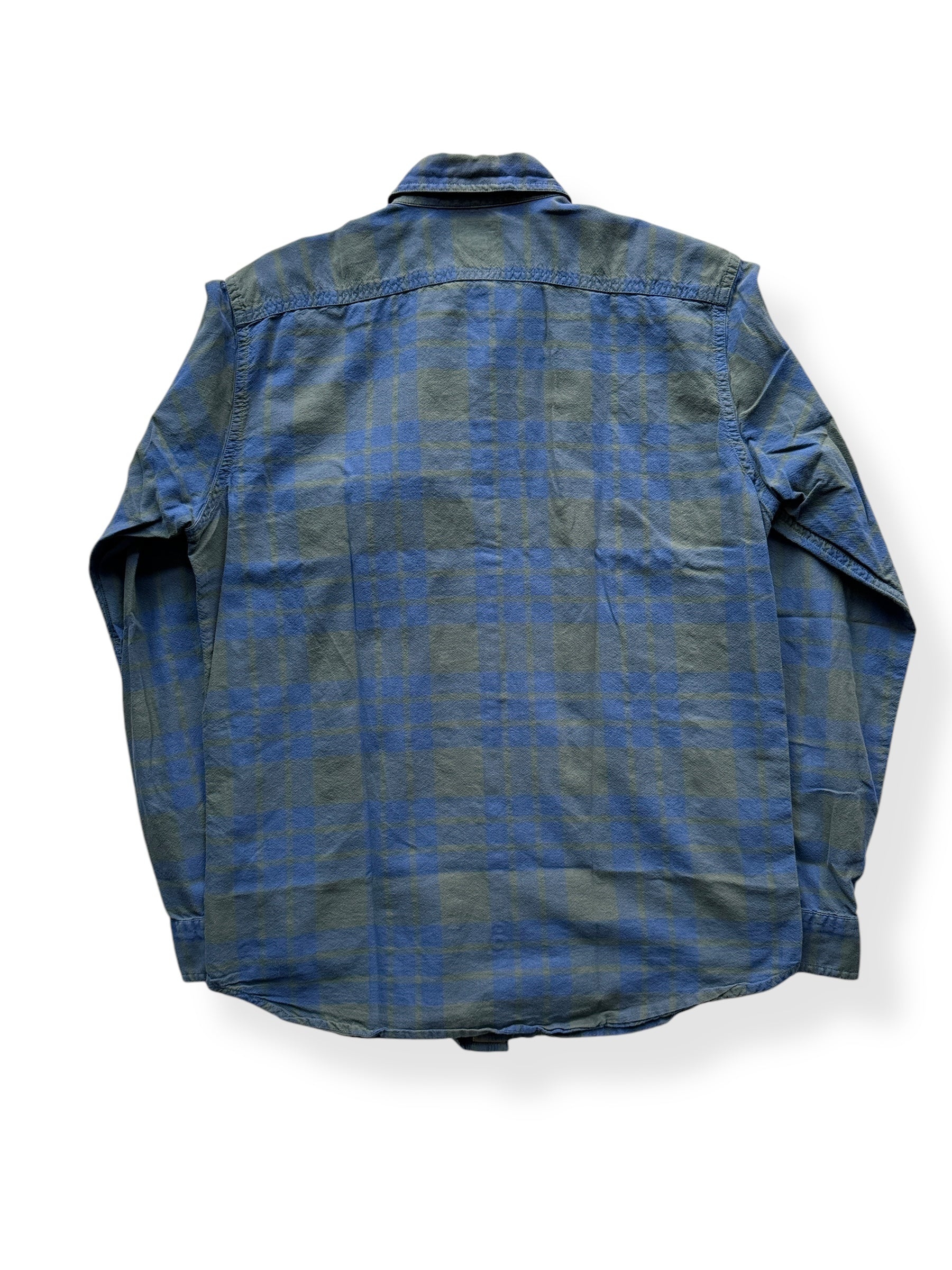 Back of Filson Green Blue Button Up Shirt SZ S