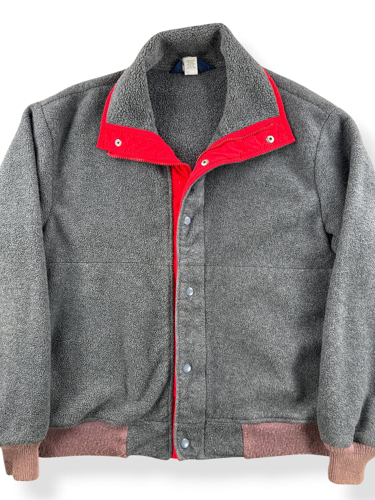 Close-up of Vintage Woolrich Grey Zip Up Fleece SZ L