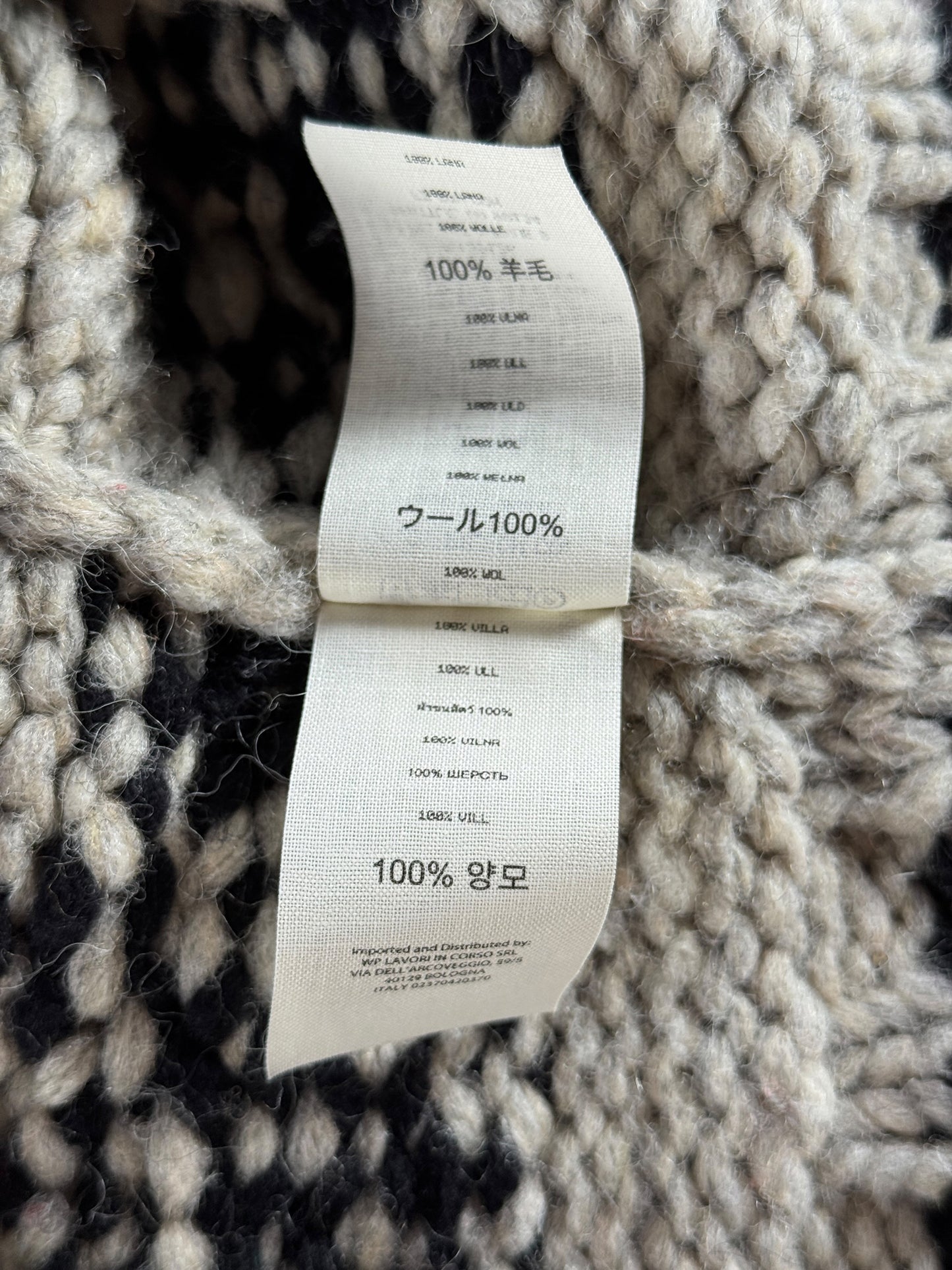 Care tag on Filson Limited Edition Thunderbird Cowichan Style Sweater SZ M