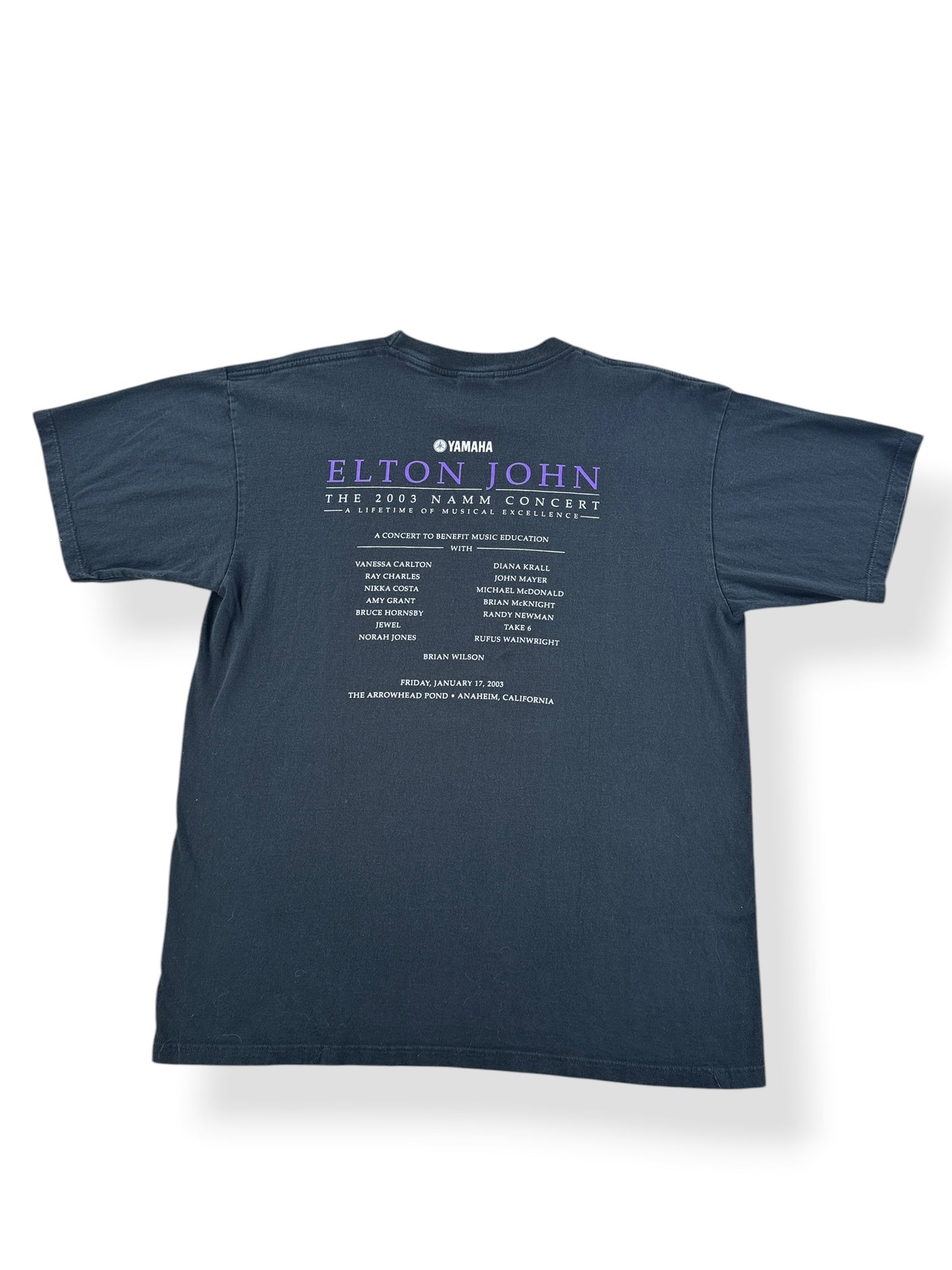 Back of Vintage Elton John 2003 NAMM Tee SZ XL