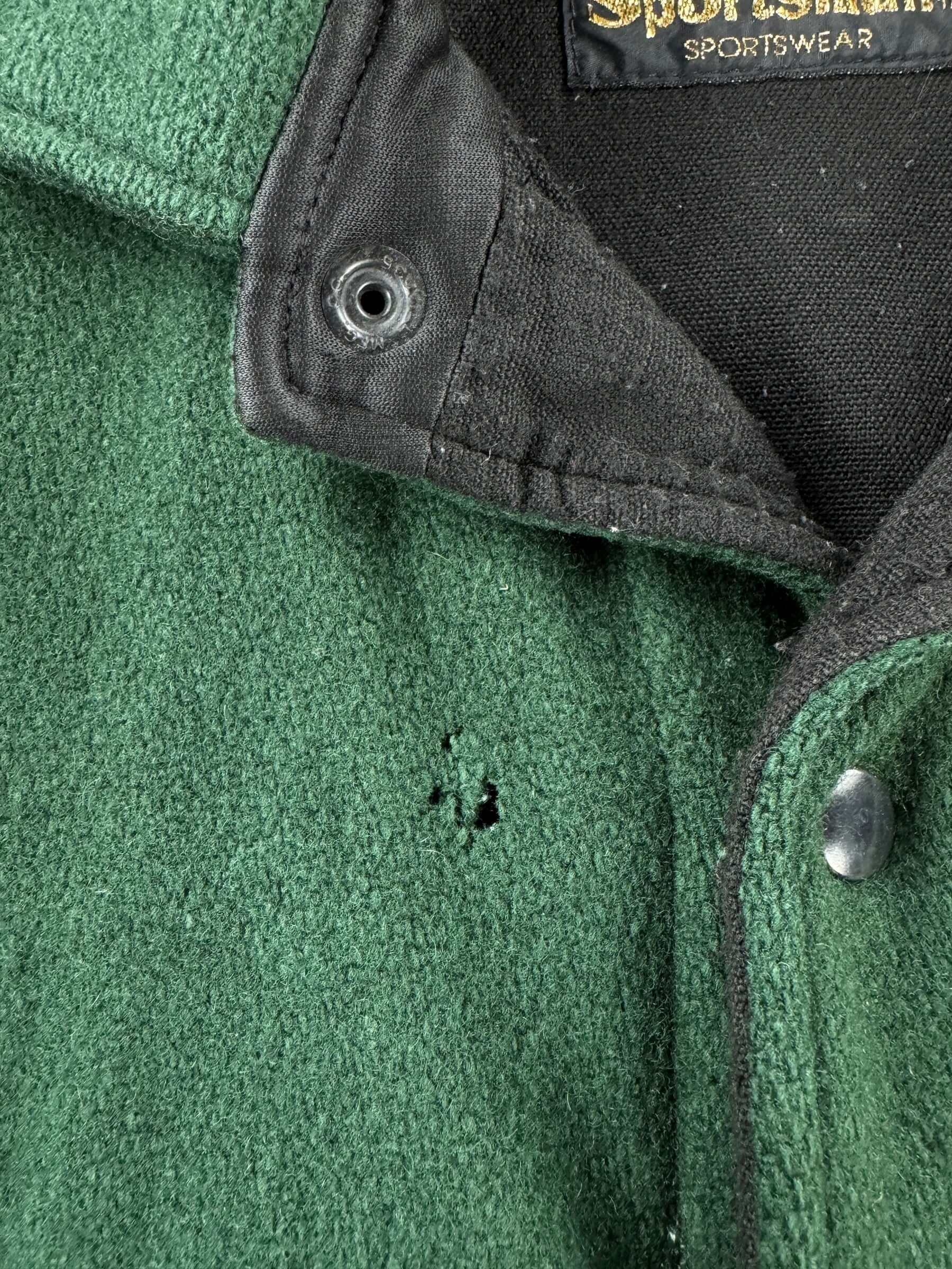 Hole on Vintage Alaska Sportsman Green Cruiser Jacket SZ M