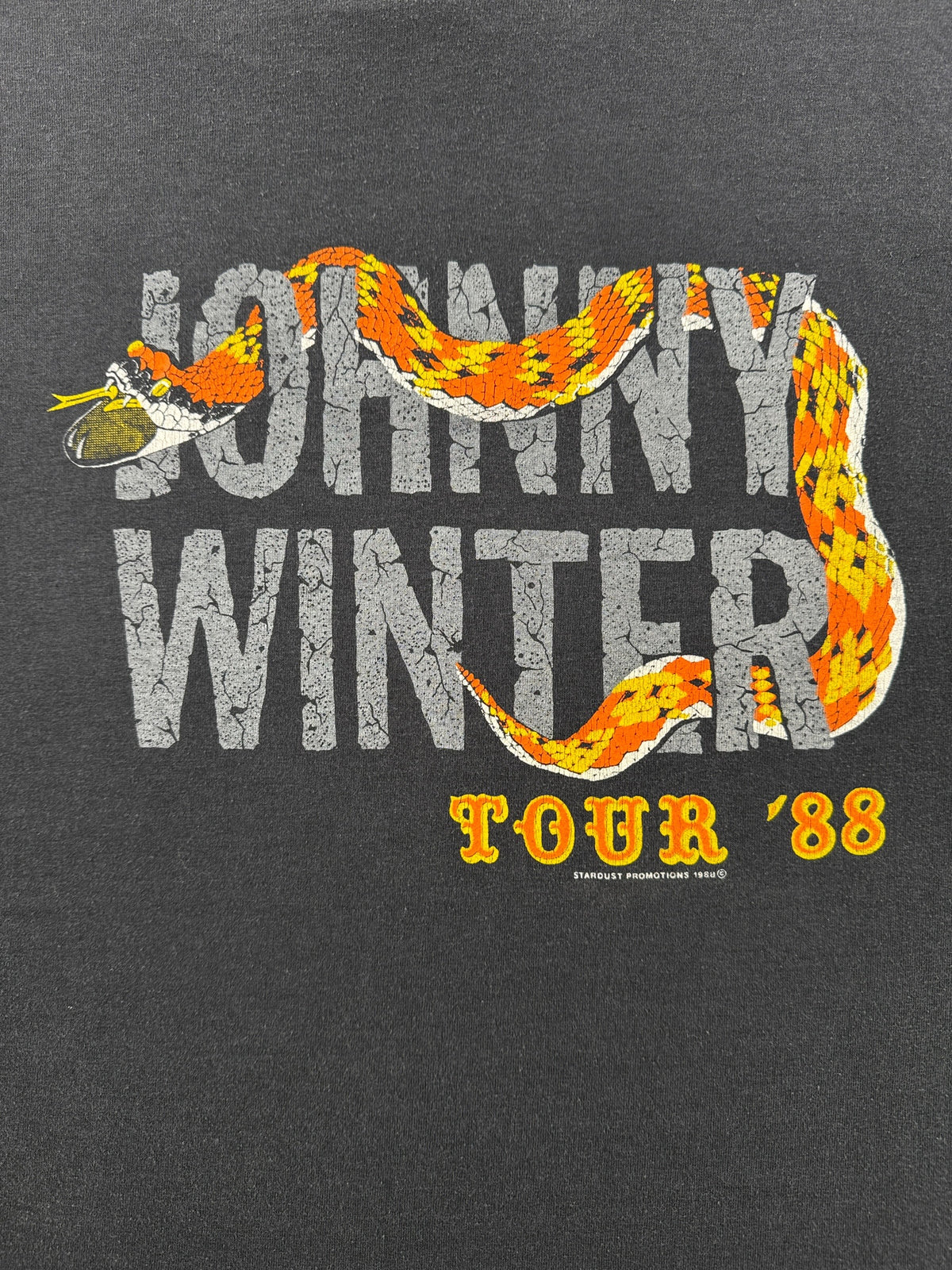 Back graphic on Vintage '88 Johnny Winter Tee SZ XL (Fits L)