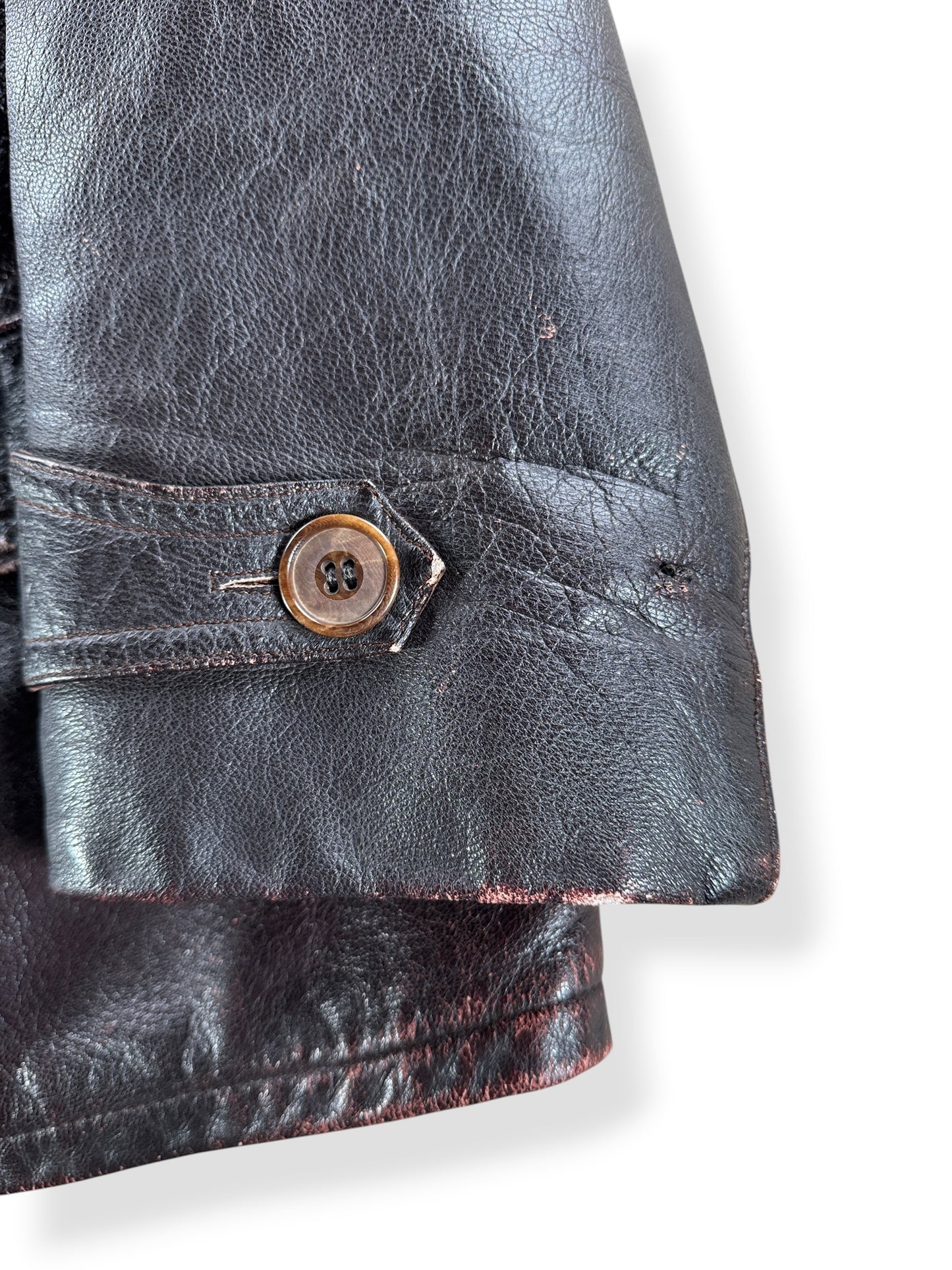 Missing Button on Vintage 60s German Leather Trench Coat SZ M