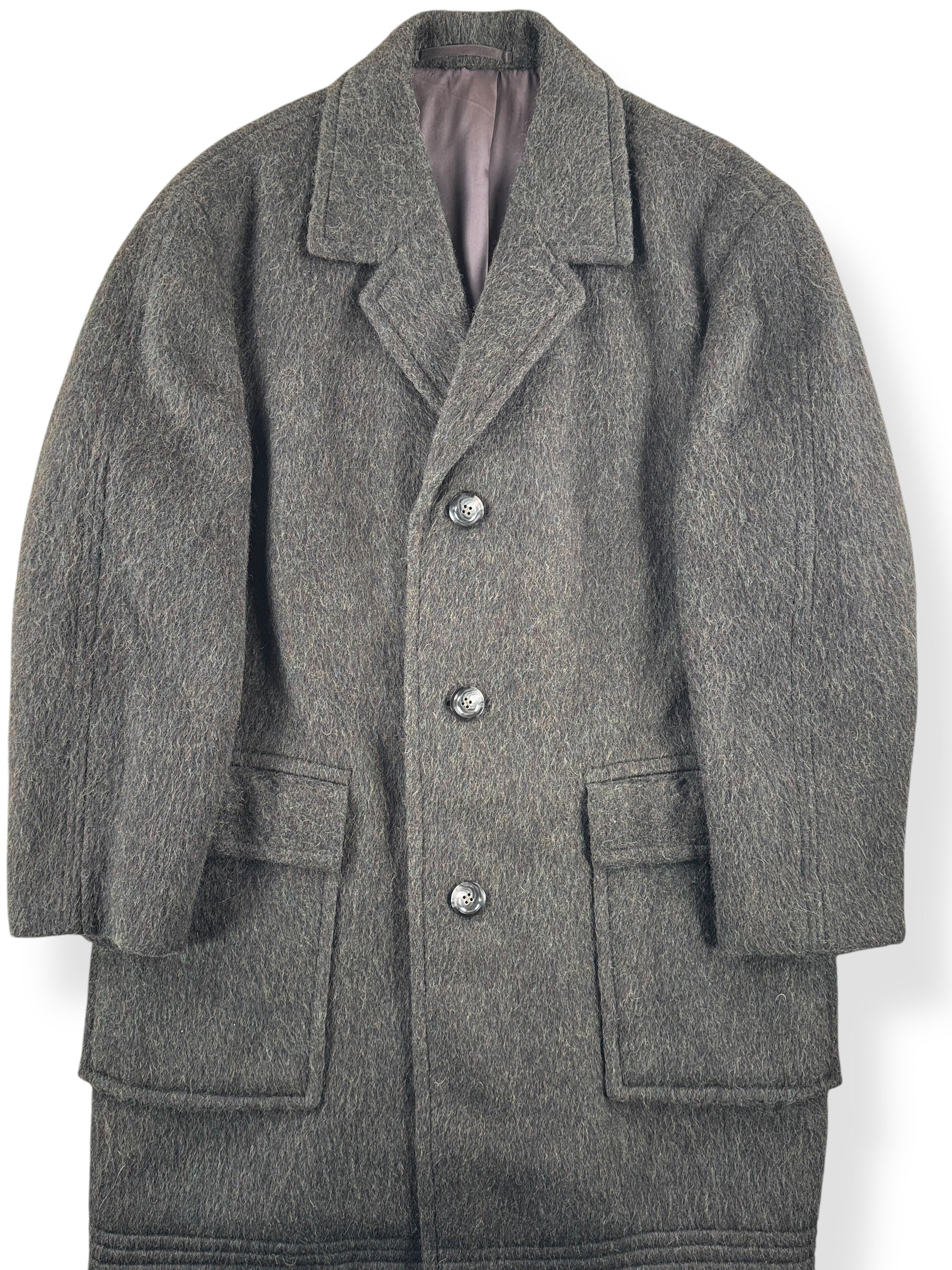 Front Close Up of Vintage German Mohair Overcoat SZ L