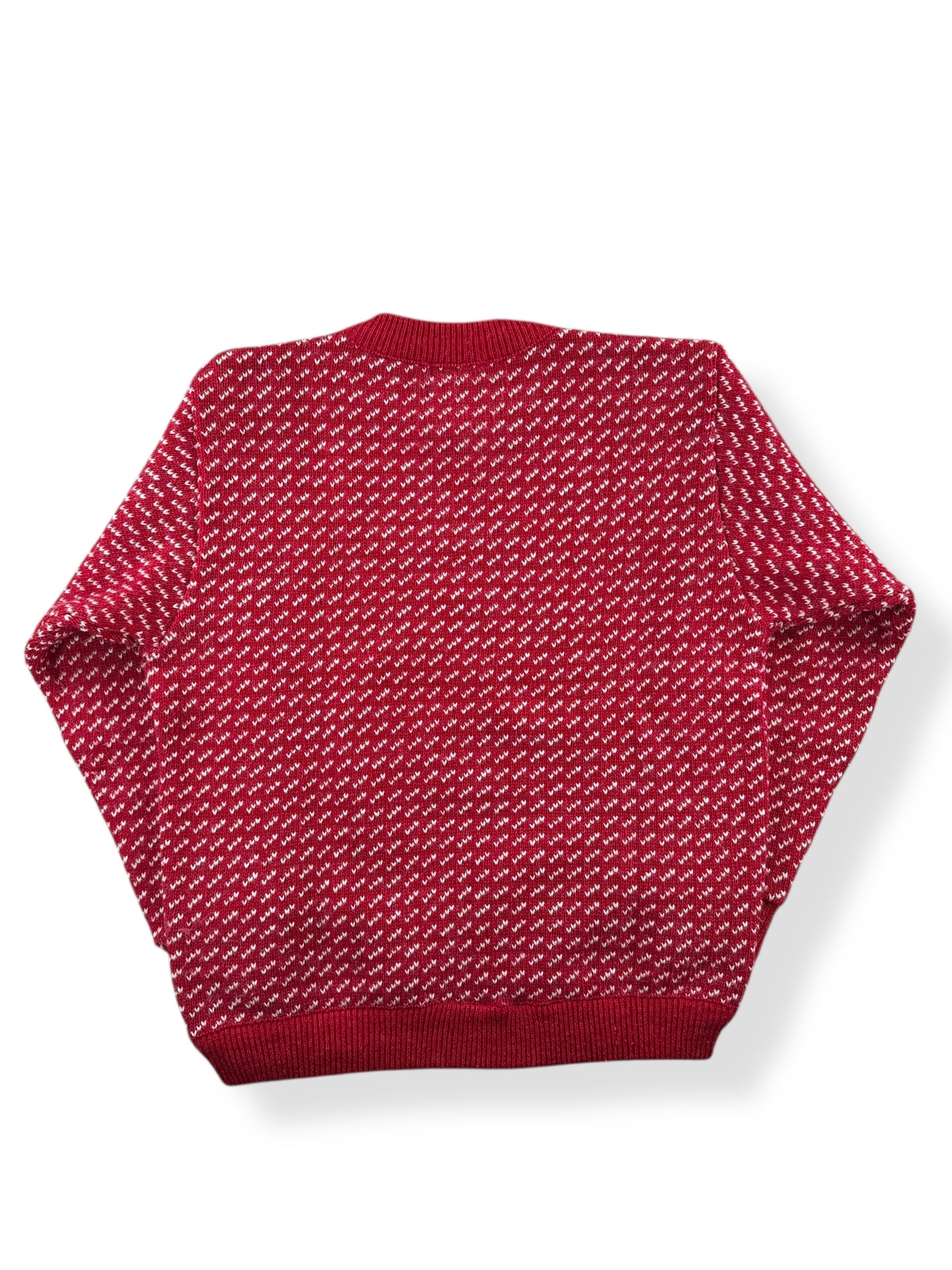 Back of Vintage Women's LL Bean Red Birdseye Wool/Rayon Sweater SZ L