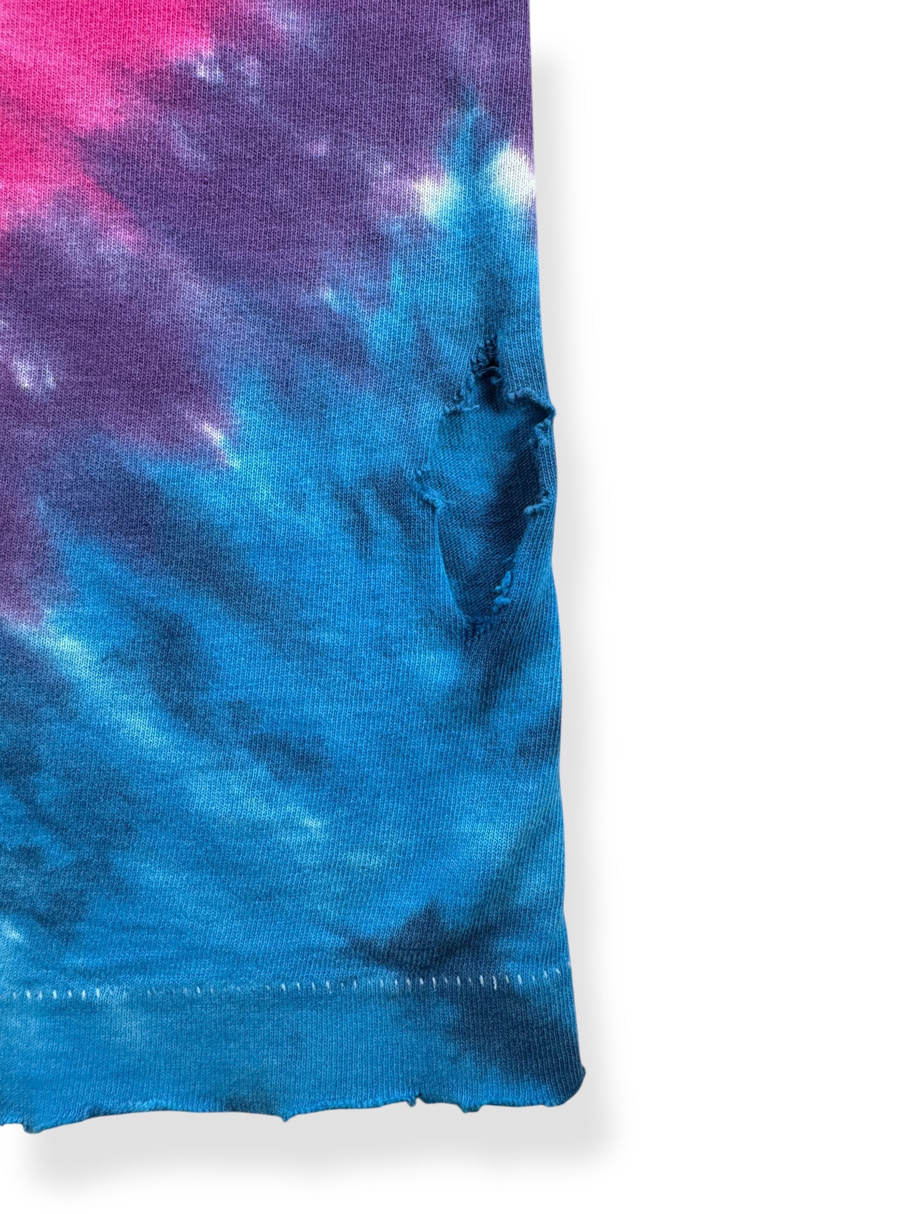 Hole on Vintage Grateful Dead Steal Your Face Liquid Blue Tie Dye Tee SZ XL AS IS
