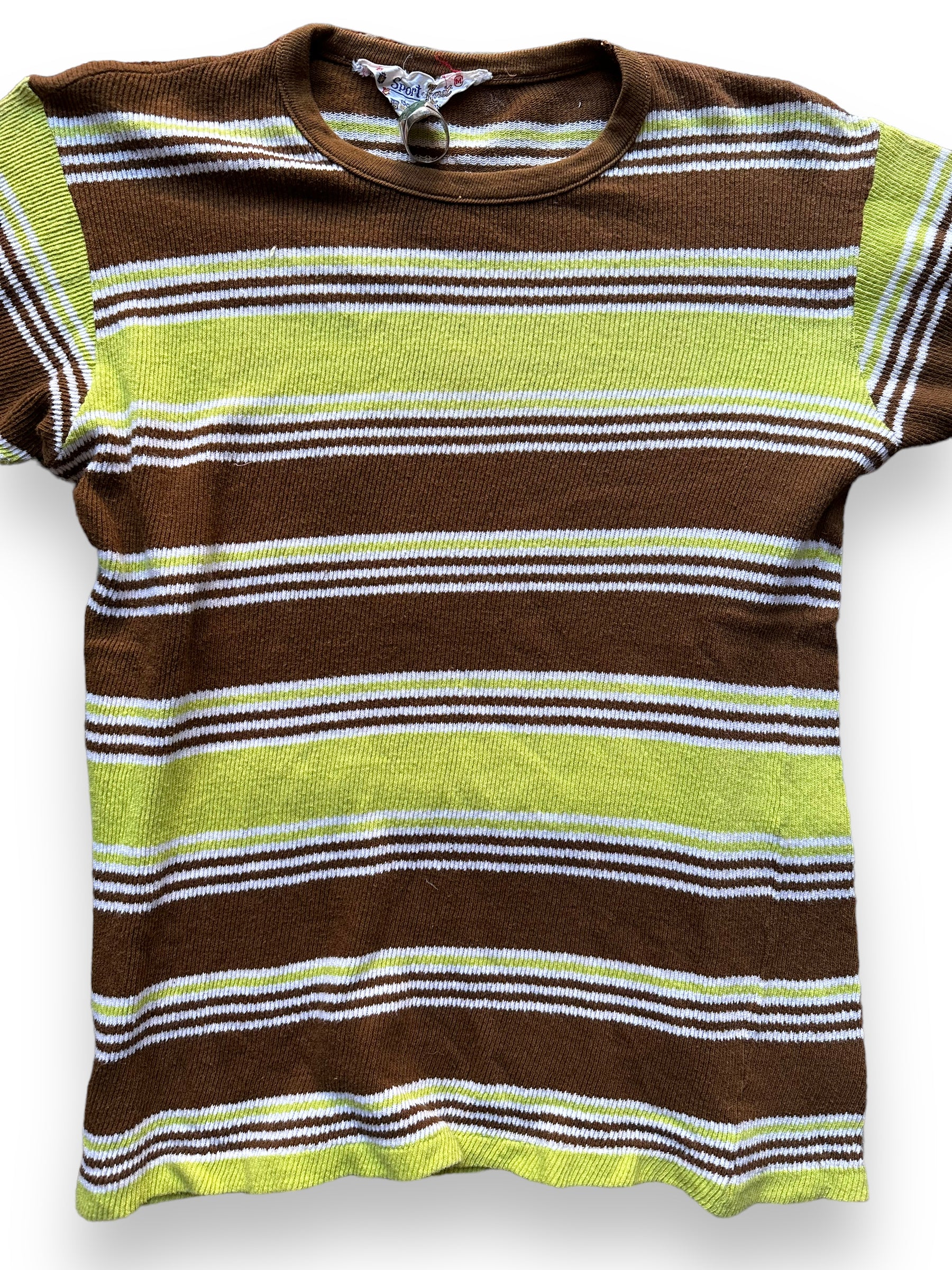 Front Detail onVintage Sears Sport Knit Striped Cotton Top SZ M | Vintage Striped Shirts Seattle | Barn Owl Vintage Tees Seattle